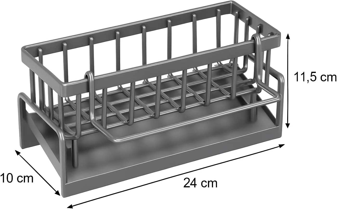 ارگانایزر سینک ظرفشویی فولاد کربنی با سینی تخلیه خودکار، نگهدارنده اسفنج، نگهدارنده حوله و تی، ارگانایزر مشکی با قلاب، لوازم جانبی فوق العاده آشپزخانه و حمام مشکی