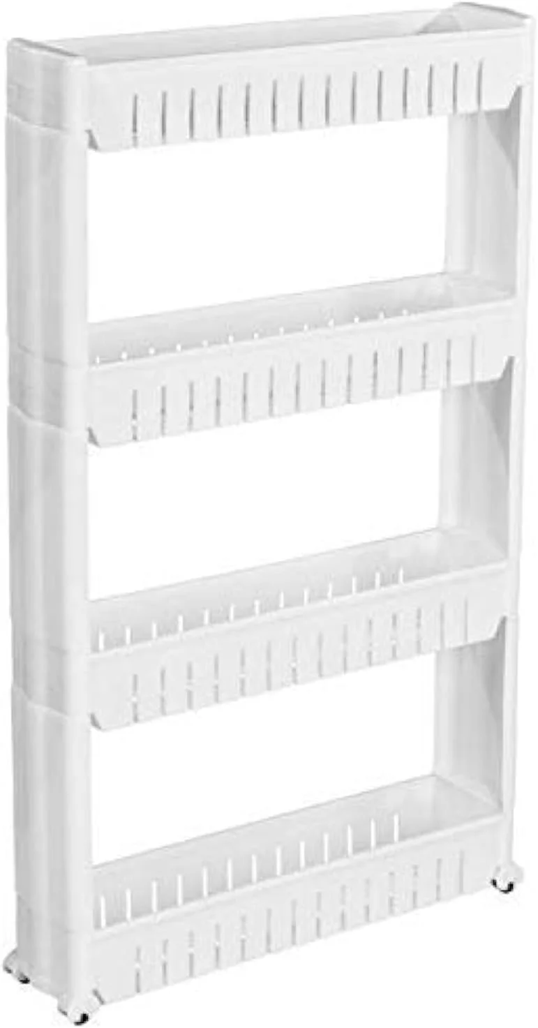 ارگانایزر برای آشپزخانه، حمام، اتاق لباسشویی، واحد قفسه بندی متحرک با 4 سبد بزرگ ذخیره سازی، قفسه باریک کشویی برای فضاهای باریک ارگانایزر برای آشپزخانه، حمام، اتاق لباسشویی، واحد قفسه بندی متحرک با 4 سبد بزرگ ذخیره سازی، قفسه باریک کشویی برای فضاهای باریک