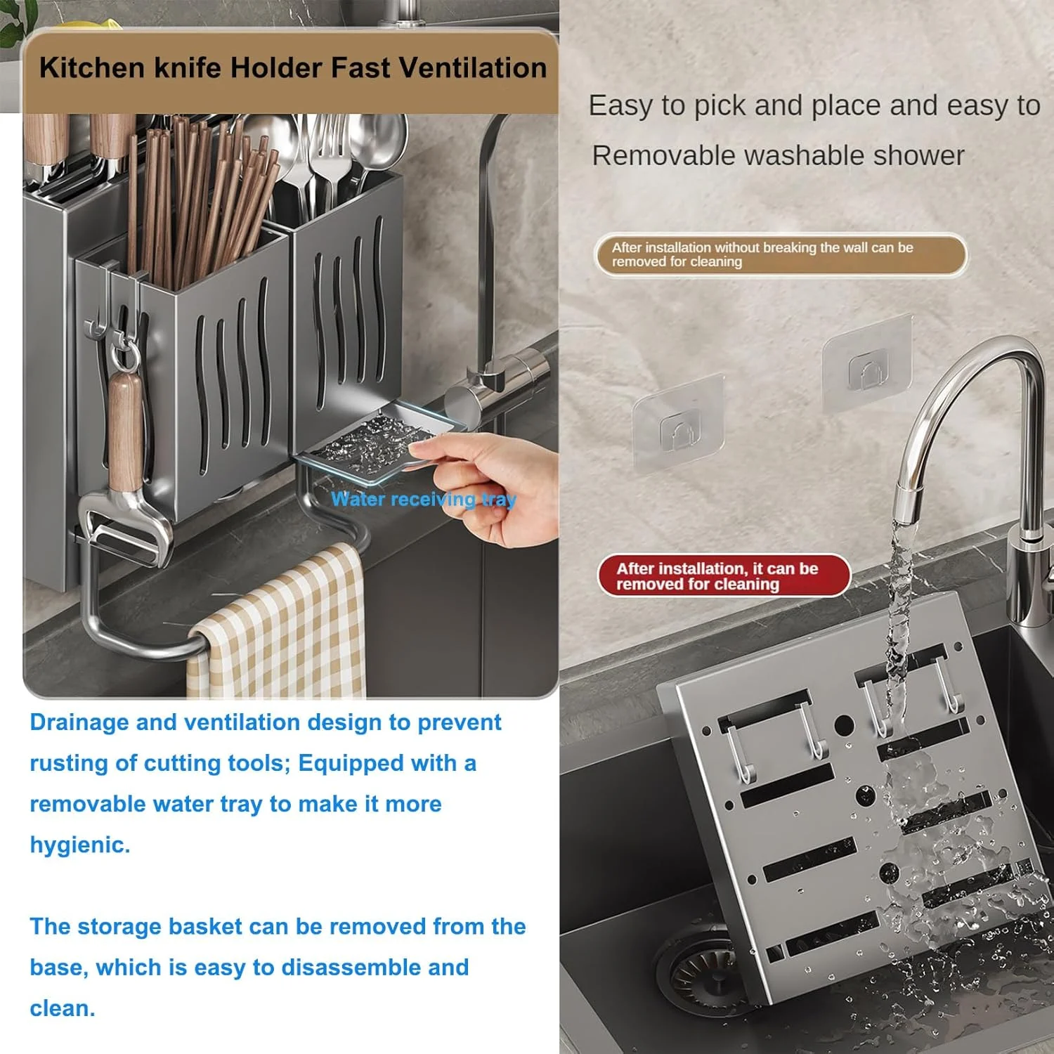 نگهدارنده چاقوی آشپزخانه، قفسه چاقوی دیواری، سازمان دهنده نگهداری چاقو، نگهدارنده چند منظوره چاقو، بلوک چاقوی تهویه، قفسه محافظ چاقو برای آشپزخانه، خانواده، رستوران