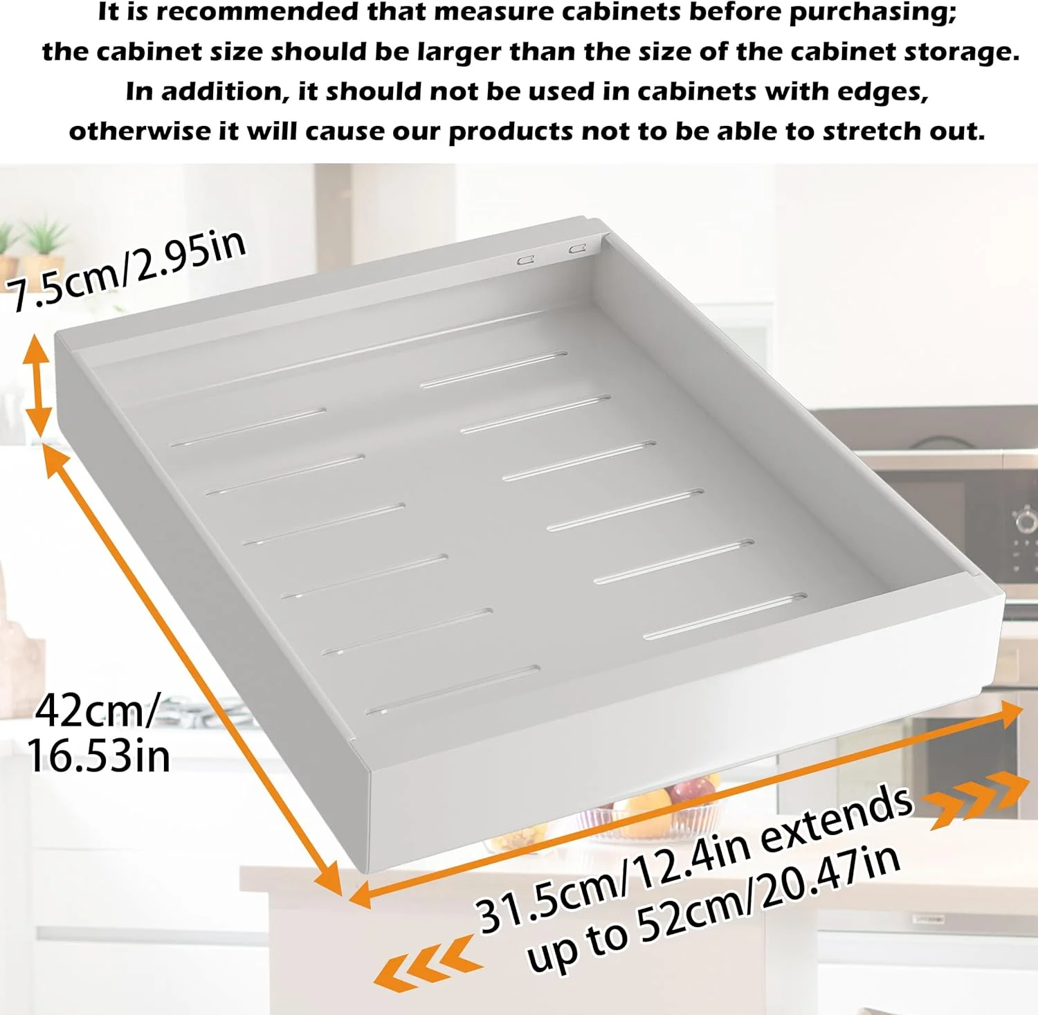 ارگانایزر کابینت کشویی COVAODQ، قفسه های کشویی قابل گسترش برای سازماندهی کابینت آشپزخانه، انبار، حمام، عرض قابل تنظیم 31.5 تا 51.8 سانتی متر، 1 عدد