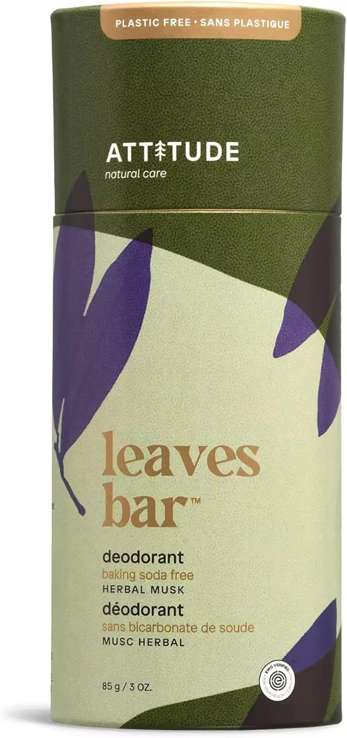 ATTITUDE Baking-Soda Free Deodorant, EWG Verified and Plastic-free Body Care, Vegan and Cruelty-free, Herbal Musk, 3 Oz ATTITUDE Baking-Soda Free Deodorant, EWG Verified and Plastic-free Body Care, Vegan and Cruelty-free, Herbal Musk, 3 Oz