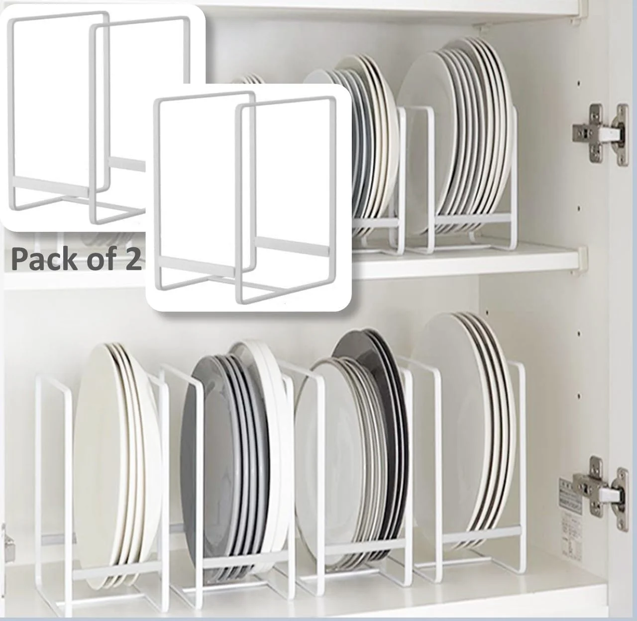 نگهدارنده بشقاب DEDEX، 2 عددی، سازمان دهنده کاسه و بشقاب، آبچکان ظرف، پایه خشک کن ظرف برای سازمان دهنده کابینت، روی میز، سازمان دهنده آشپزخانه