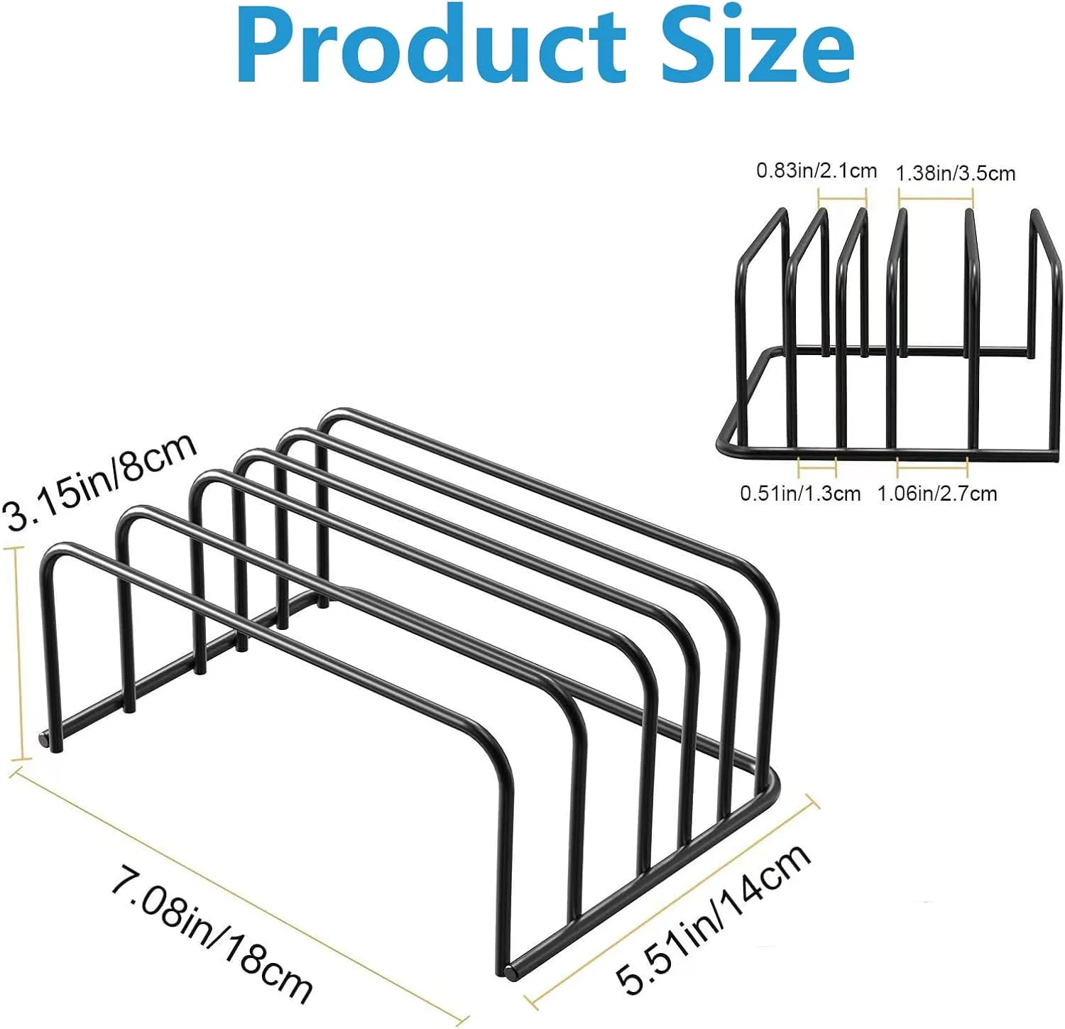 نگهدارنده تخته برش، قفسه فلزی برای تخته های خردکن، استند نگهدارنده بشقاب و دیس با 5 شیار برای نگهداری در کابینت آشپزخانه، سینی شیرینی پزی، ورقه پخت، سازمان دهنده لوازم پخت روی میز (2 عدد)