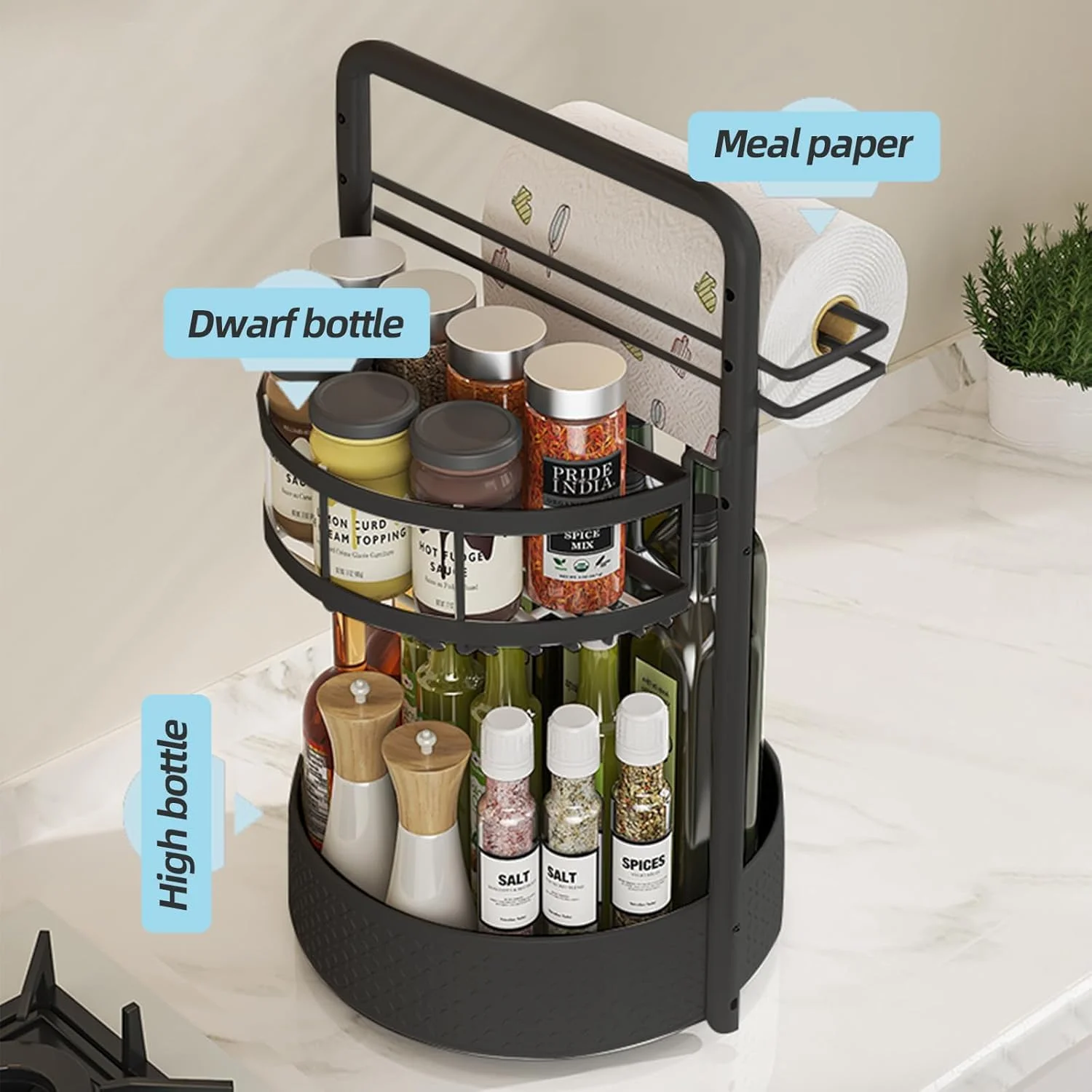 ارگانایزر گردان تنبل، استند ادویه دو طبقه چرخشی برای کابینت آشپزخانه، پیشخوان و قفسه انبار، قفسه نگهدارنده چرخشی ادویه با ارتفاع قابل تنظیم ارگانایزر گردان تنبل، استند ادویه دو طبقه چرخشی برای کابینت آشپزخانه، پیشخوان و قفسه انبار، قفسه نگهدارنده چرخشی ادویه با ارتفاع قابل تنظیم