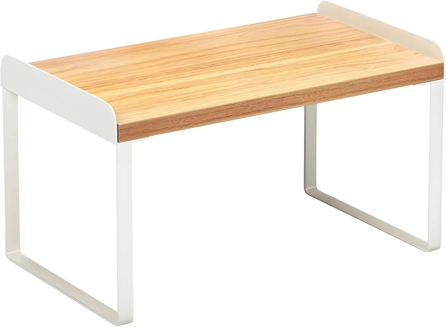 ارگانایزر چوبی کابینت آشپزخانه و قفسه پیشخوان، میز قفسه کتاب، ارگانایزر قفسه آشپزخانه قابل انباشت، انبار ذخیره سازی حمام زیر سینک، قفسه ادویه ضد لغزش (بلوط عسلی و سفید، 32 سانتی متر / 12.5 اینچ)