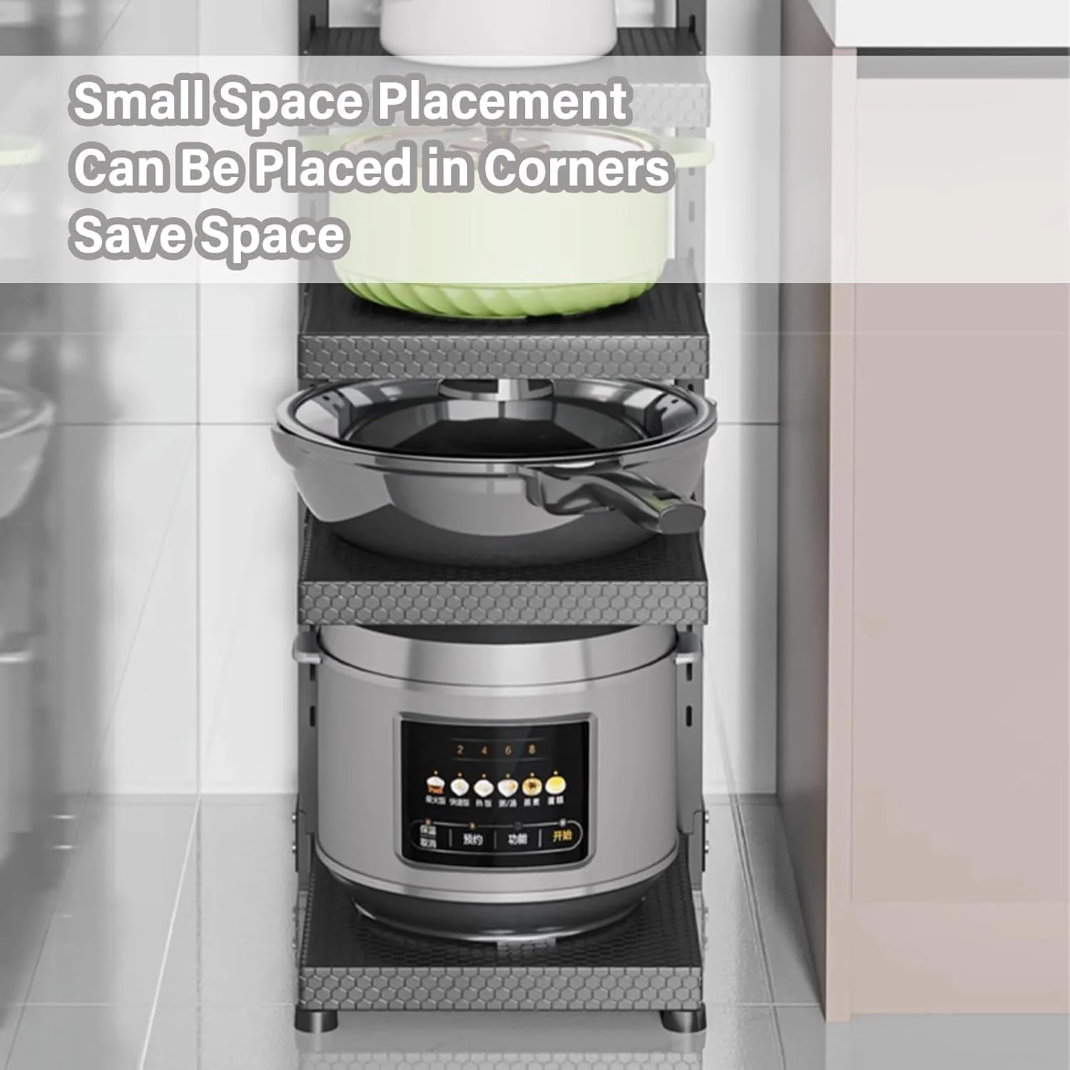 سازمان دهنده قابلمه و تابه، قفسه سازمان دهنده تابه برای کابینت زیر سینک، سازمان دهنده و نگهداری آشپزخانه، قفسه قابلمه قابل تنظیم و چسبان برای سازماندهی و نگهداری آشپزخانه (4 طبقه) - از Best Deal