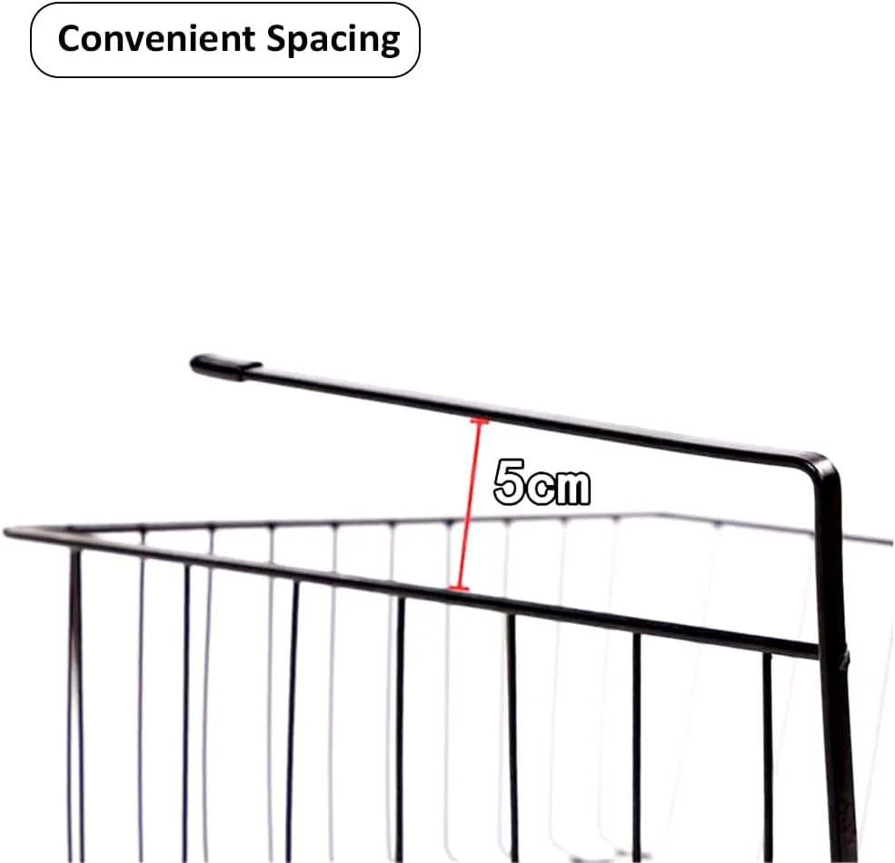 سبد زیر قفسه HEXAR®، سبد ذخیره سازی کابینت فلزی چند منظوره با 4 قلاب نگهدارنده حوله، سازمان دهنده سبد برای انبار آشپزخانه، 33x28x20 سانتی متر (مشکی)
