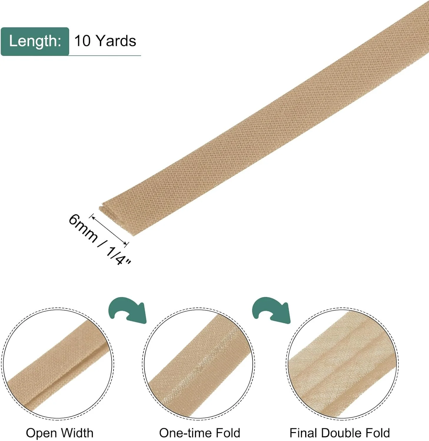 نوار اریب دو لایه 1/4 اینچی سورسیینگ مپ، نوار اریب پلی استر پیوسته فله ای برای خیاطی، درزگیری، لحاف دوزی، لبه دوزی، اتصال صنایع دستی (خاکی 10 یارد) نوار اریب دو لایه 1/4 اینچی سورسیینگ مپ، نوار اریب پلی استر پیوسته فله ای برای خیاطی، درزگیری، لحاف دوزی، لبه دوزی، اتصال صنایع دستی (خاکی 10 یارد)