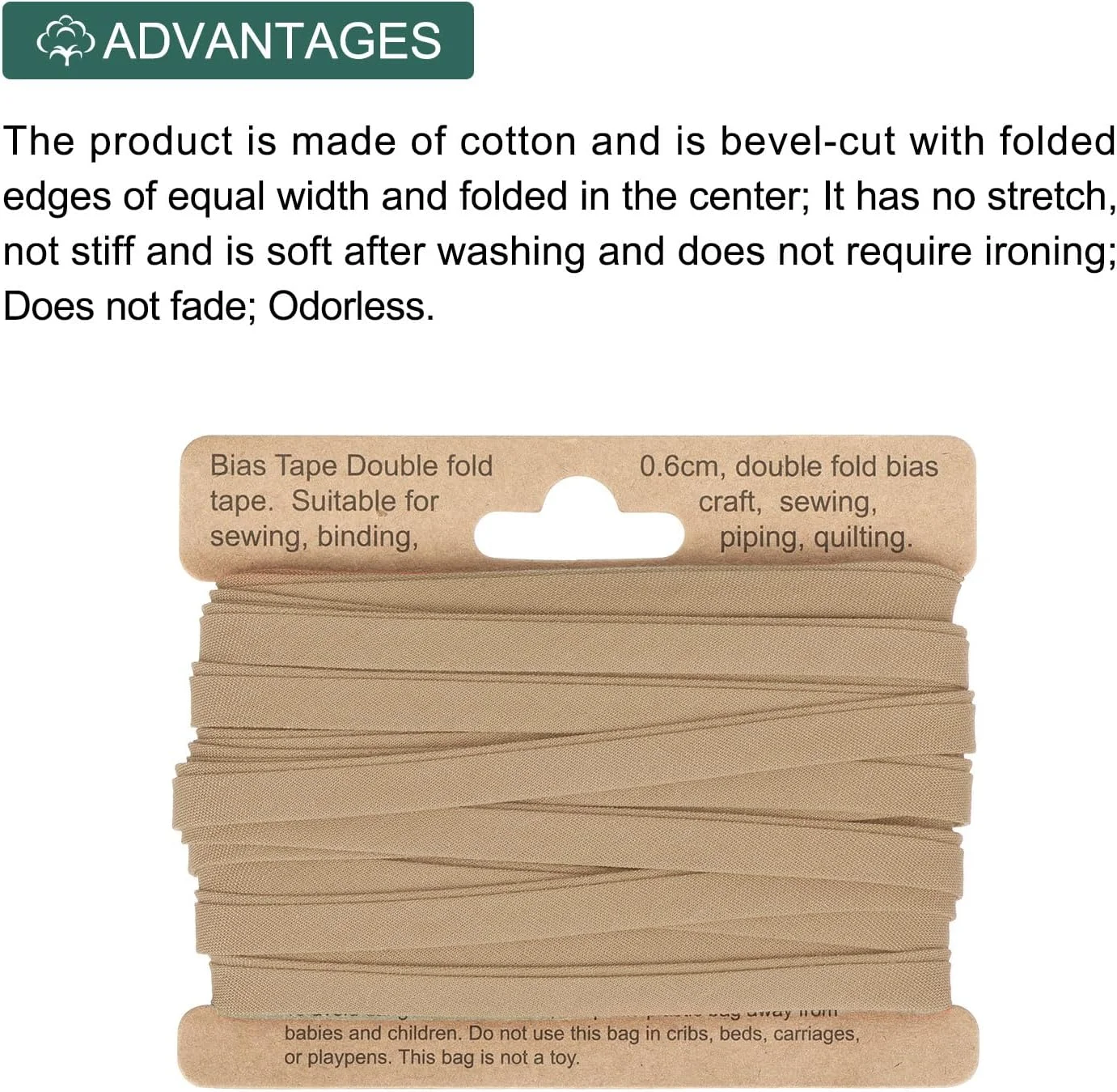 نوار اریب دو لایه 1/4 اینچی سورسیینگ مپ، نوار اریب پلی استر پیوسته فله ای برای خیاطی، درزگیری، لحاف دوزی، لبه دوزی، اتصال صنایع دستی (خاکی 10 یارد) نوار اریب دو لایه 1/4 اینچی سورسیینگ مپ، نوار اریب پلی استر پیوسته فله ای برای خیاطی، درزگیری، لحاف دوزی، لبه دوزی، اتصال صنایع دستی (خاکی 10 یارد)