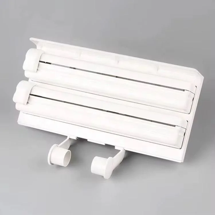 نگهدارنده رول آشپزخانه دیواری با پخش کننده فویل و سلفون | نگهدارنده دستمال کاغذی 3 در 1 با قفسه ذخیره سازی | سازمان دهنده فویل آلومینیومی، سلفون و دستمال کاغذی برای دیوار آشپزخانه | صرفه جویی در فضای آشپزخانه