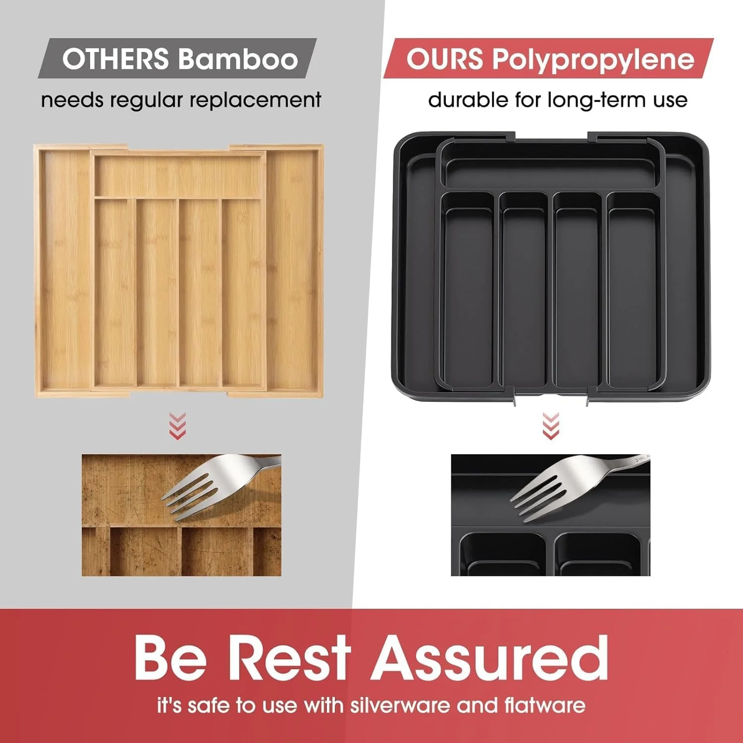 ارگانایزر کشو نقره ای MostNow، سینی لوازم آشپزخانه قابل گسترش، ارگانایزر لوازم قابل تنظیم، ارگانایزر کشو کارد و چنگال برای چنگال، چاقو، ارگانایزر و نگهداری چند منظوره آشپزخانه (مشکی) ارگانایزر کشو نقره ای MostNow، سینی لوازم آشپزخانه قابل گسترش، ارگانایزر لوازم قابل تنظیم، ارگانایزر کشو کارد و چنگال برای چنگال، چاقو، ارگانایزر و نگهداری چند منظوره آشپزخانه (مشکی)