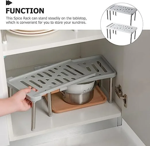 بسته 2 عددی قفسه کابینت قابل گسترش MuHadJiya، سازمان دهنده رومیزی، استند نگهداری کمد، قفسه ادویه، قفسه نگهداری آشپزخانه، ایستاده، قفسه های نگهداری جمع شونده برای دفتر، اتاق خواب یا حمام