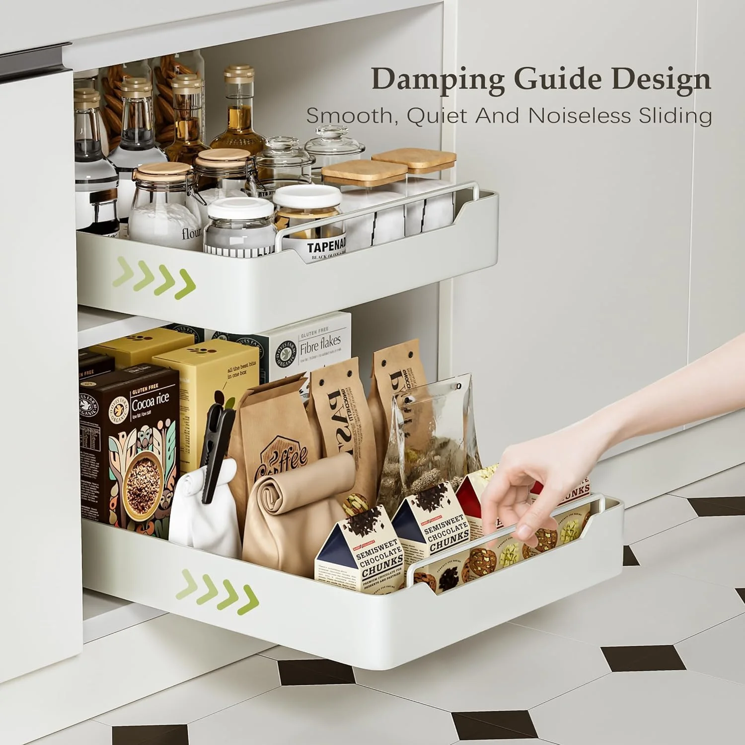 ارگانایزر کابینت کشویی MostNow، کشوهای کشویی برای کابینت آشپزخانه، ارگانایزر کابینت کشویی بدون نیاز به دریل ثابت شده با فیلم نانو چسبنده، برای آشپزخانه، خانه (1 بسته)