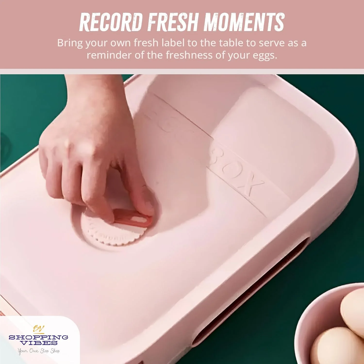 نظم دهنده تخم مرغ مدرن آشپزخانه از Shopping Vibes: نظم دهنده تازه و سالم برای خانواده ها، علاقه مندان به آشپزی و خانه های دوستدار محیط زیست - هدیه ای ایده آل برای زندگی منظم! (صورتی)