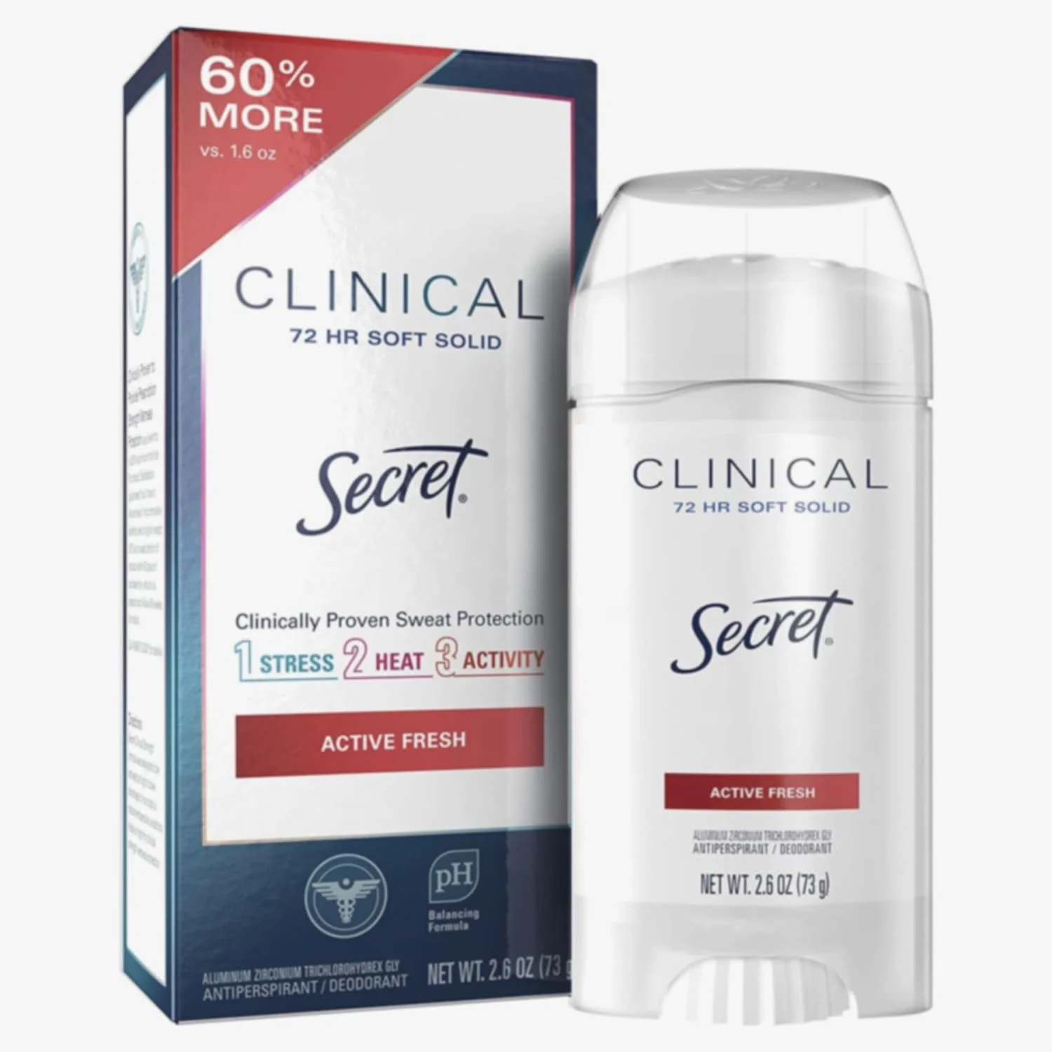 مام ضد تعریق و دئودورانت زنانه سکرت، مدل Clinical Strength Soft Solid، رایحه Sport Fresh، حجم 73 گرم