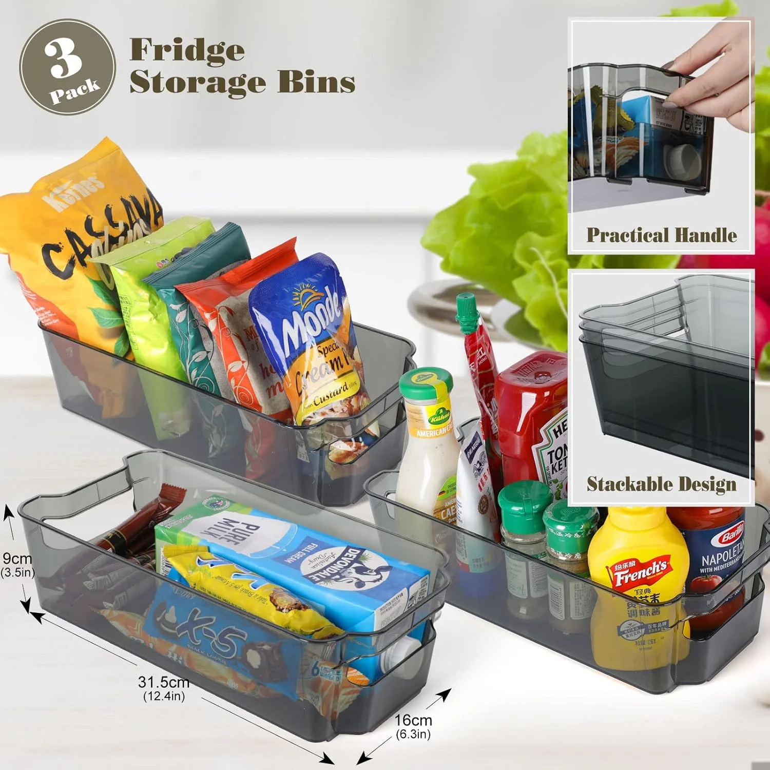 ارگانایزر یخچال Masthome، ارگانایزر و نظم دهنده یخچال، بسته 13 عددی سطل های ارگانایزر یخچال با دستگیره برای آشپزخانه، ارگانایزر پلاستیکی شفاف کابینت و پیشخوان، شامل 2 عدد ارگانایزر تخم مرغ