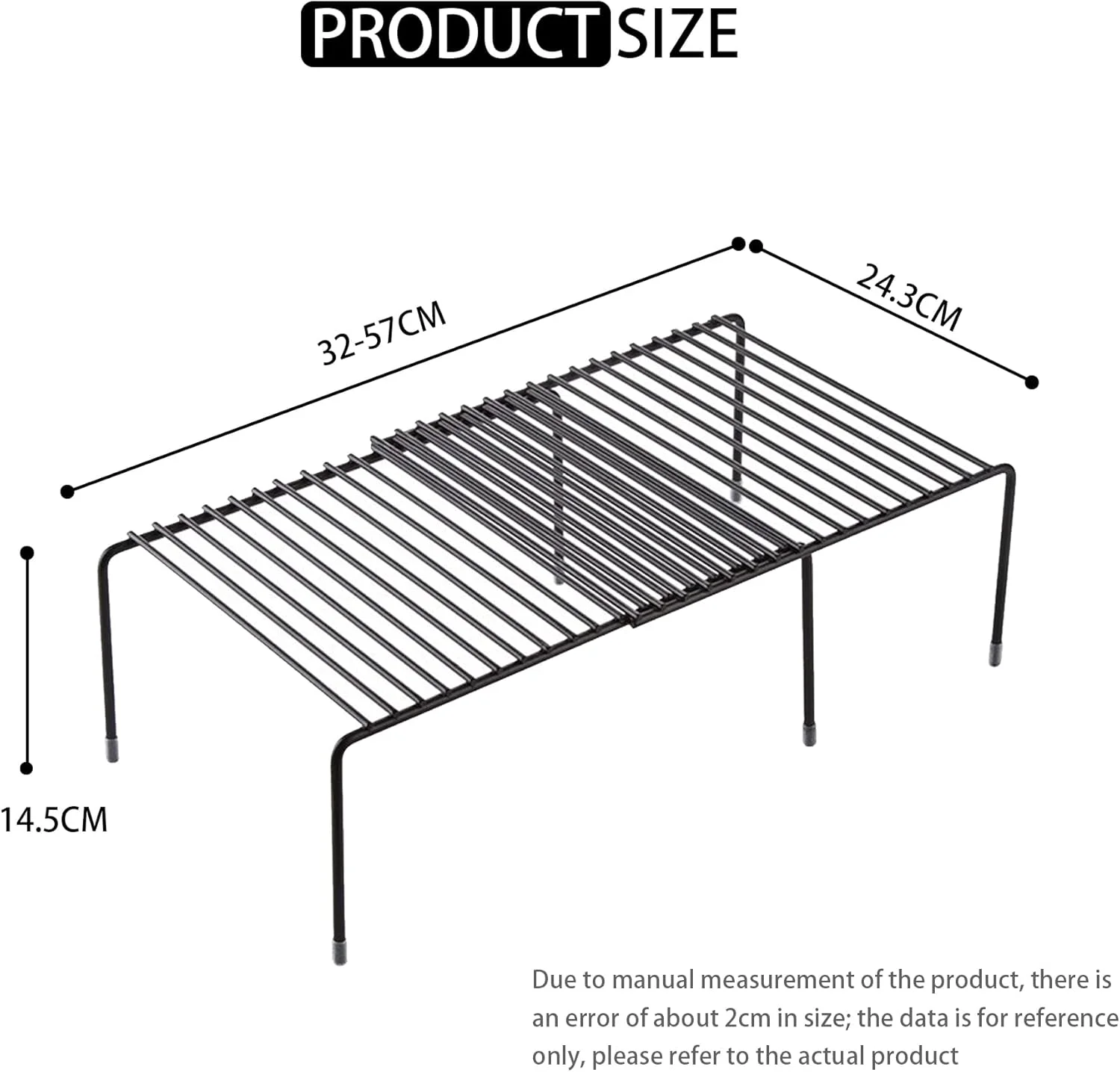 قفسه رومیزی مایکیلا، قفسه کابینت آشپزخانه قابل گسترش و چیدمان، سازمان دهنده کابینت برای ظروف، چاشنی و کابینت، سازمان دهنده انبار (مشکی - 1 عدد)