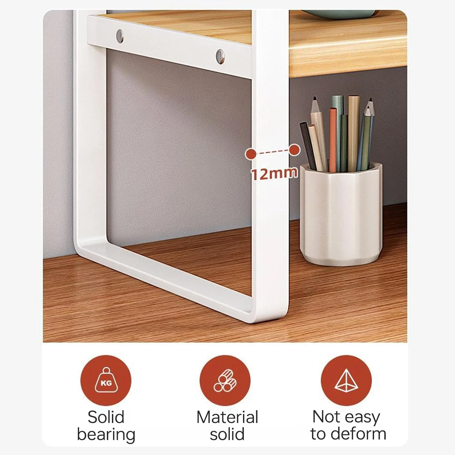 قفسه های پیشخوان Maykela، قفسه کابینت، سازمان دهنده چوبی، قفسه های رومیزی، سازمان دهنده های رومیزی، قفسه کتاب، سازمان دهنده پیشخوان آشپزخانه (سفید)