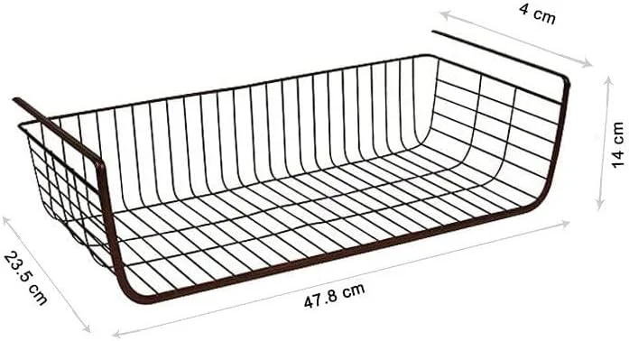 سبد آویز زیر قفسه MARKQ، سبد سیمی بزرگ برای سازماندهی و صرفه جویی در فضا برای آشپزخانه، دفتر، حمام، کمد، کابینت، قفسه کتاب، مشکی