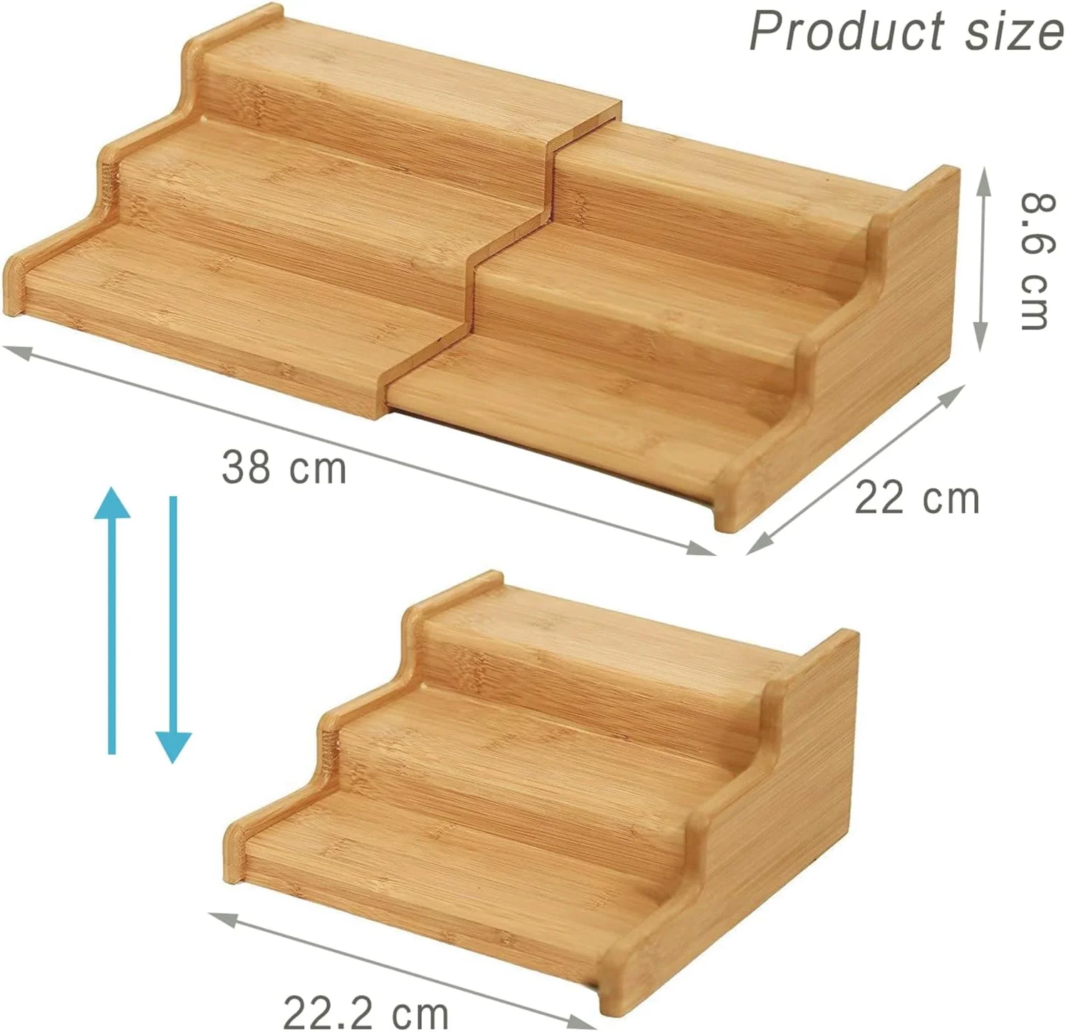 ارگانایزر ادویه جات LYLYMYKHH، قفسه ادویه 3 طبقه بامبو قابل گسترش، مناسب برای کابینت، پیشخوان و قفسه آشپزخانه (چوبی - کوچک)