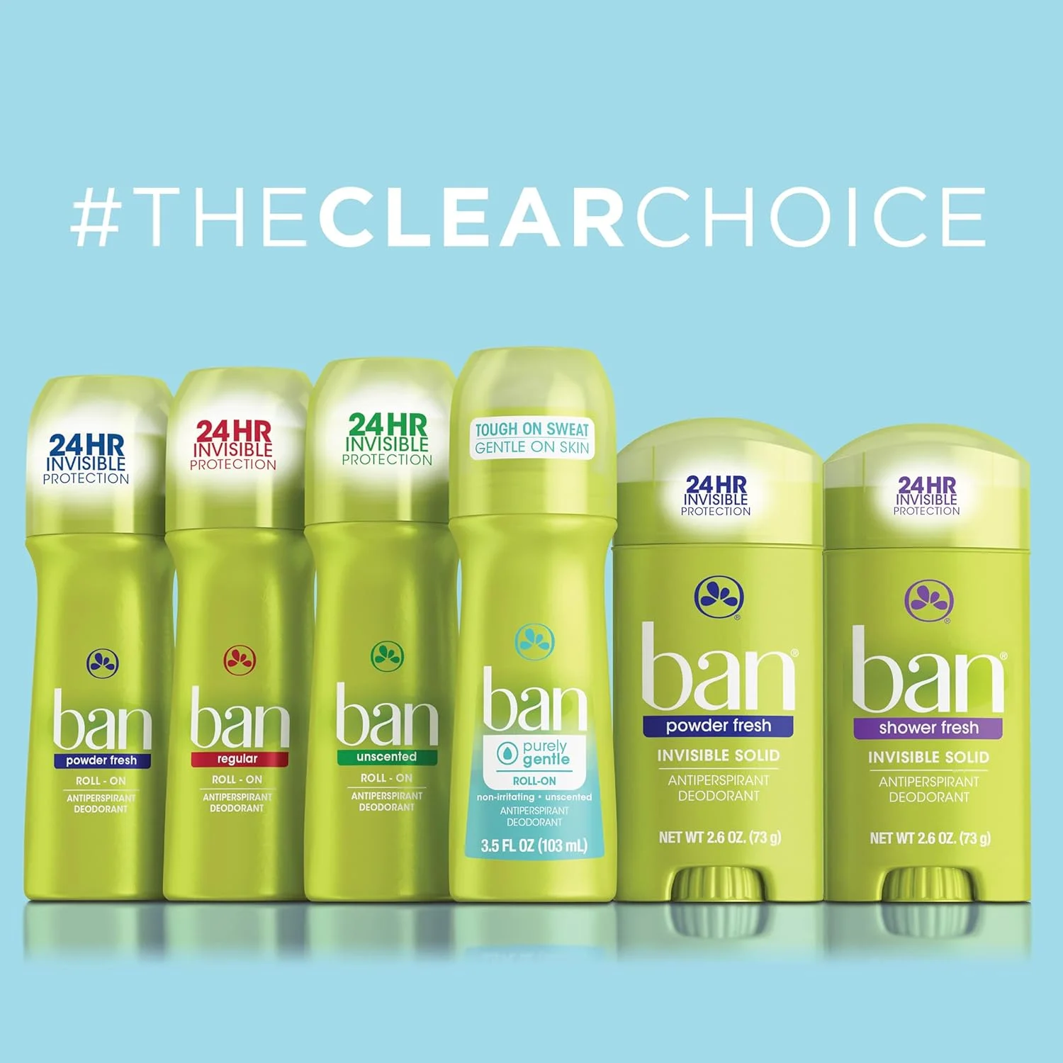 Ban Antiperspirant Deodorant, Invisible Solid, Powder Fresh, 2.6 Ounce (Pack of 6) Ban Antiperspirant Deodorant, Invisible Solid, Powder Fresh, 2.6 Ounce (Pack of 6)