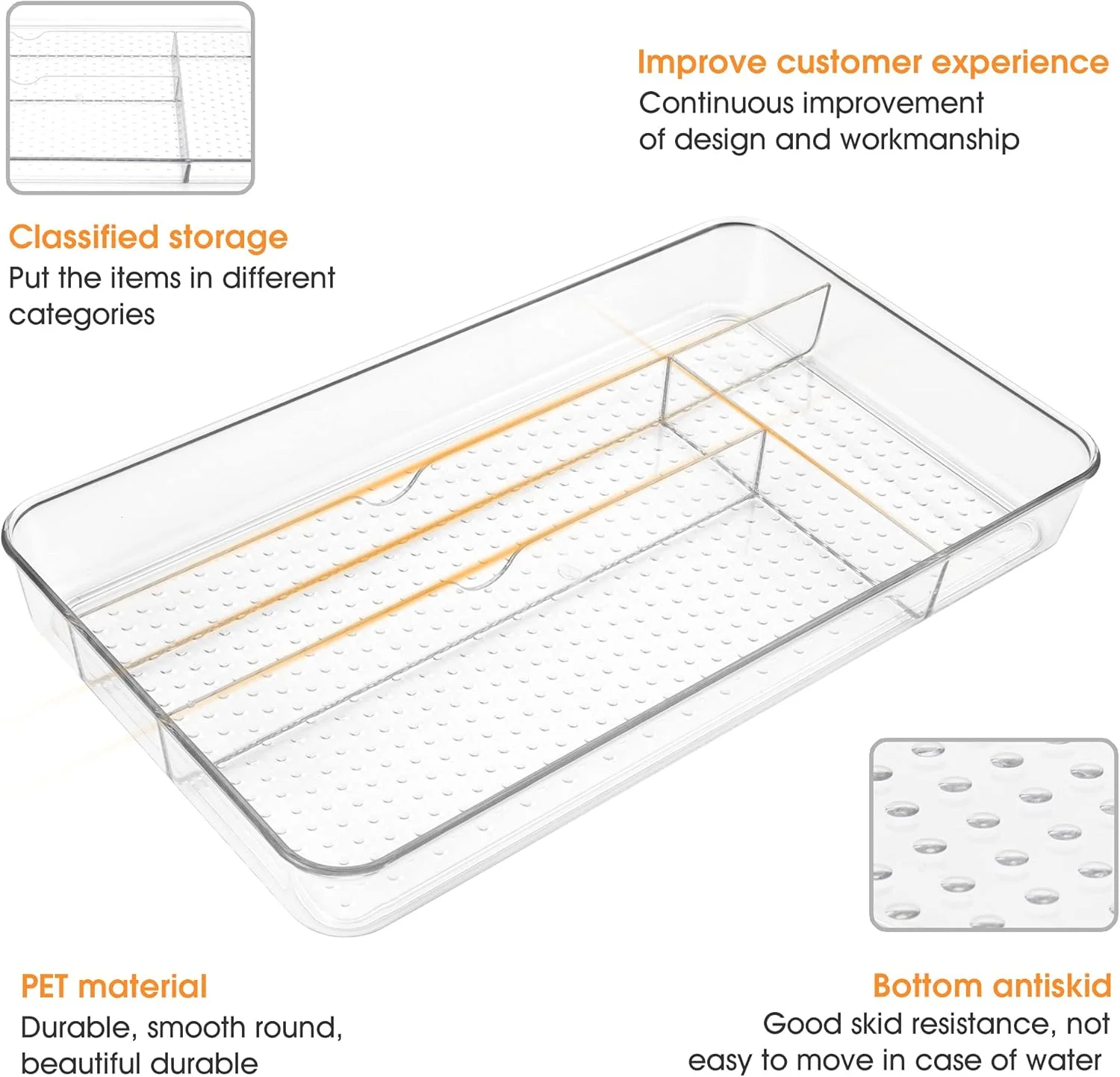جا قاشقی لونیان، ارگانایزر کشو ضد لغزش برای نگهداری و سازماندهی لوازم آشپزخانه، سینی لوازم آرایشی برای سازماندهی میز آرایش در اتاق خواب و نشیمن