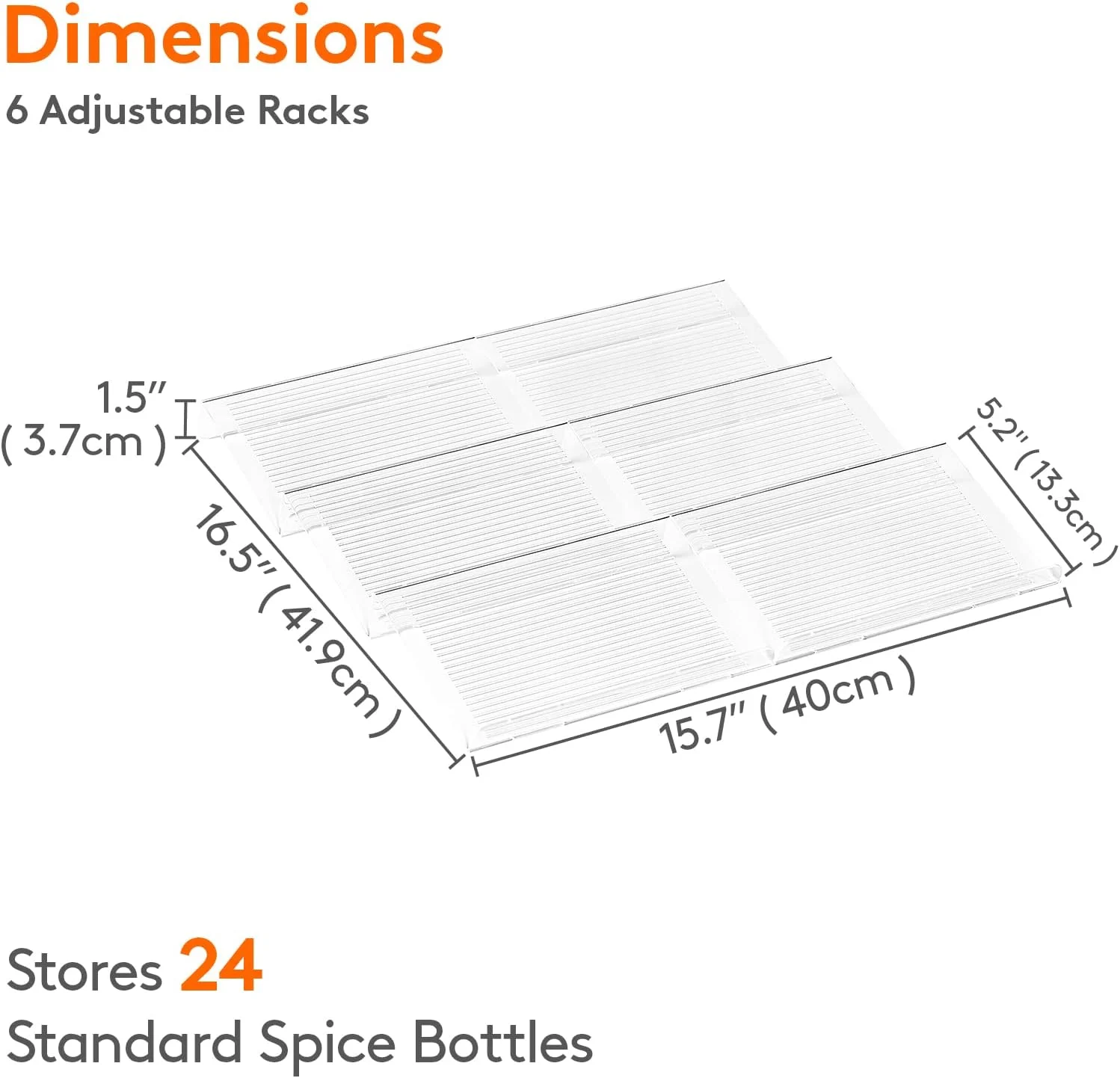 سازمان دهنده کشو ادویه Lifewit، قفسه ادویه، سینی نگهداری شیشه های چاشنی، قابل تنظیم و گسترش برای آشپزخانه، پیشخوان، کابینت، قفسه، 3 طبقه، مجموعه 6 عددی، شفاف