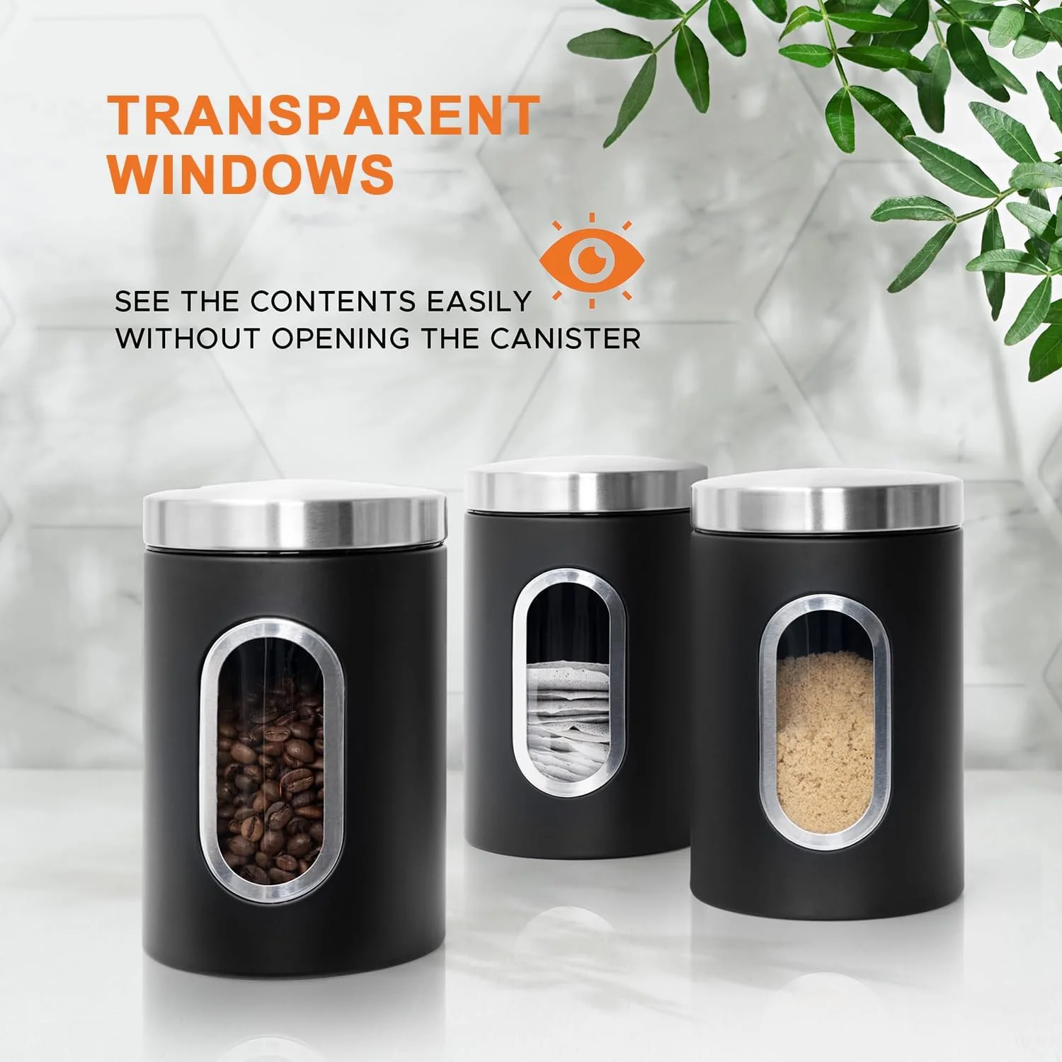 ست قوطی های چای، قهوه و شکر LENND، سازمان دهنده های آشپزخانه و نگهداری مواد غذایی، ظروف پنجره ای شفاف برای مواد غذایی آشپزخانه، ظروف نگهداری شکر، دانه های قهوه، چای، آب نبات، غلات، ادویه جات ست قوطی های چای، قهوه و شکر LENND، سازمان دهنده های آشپزخانه و نگهداری مواد غذایی، ظروف پنجره ای شفاف برای مواد غذایی آشپزخانه، ظروف نگهداری شکر، دانه های قهوه، چای، آب نبات، غلات، ادویه جات