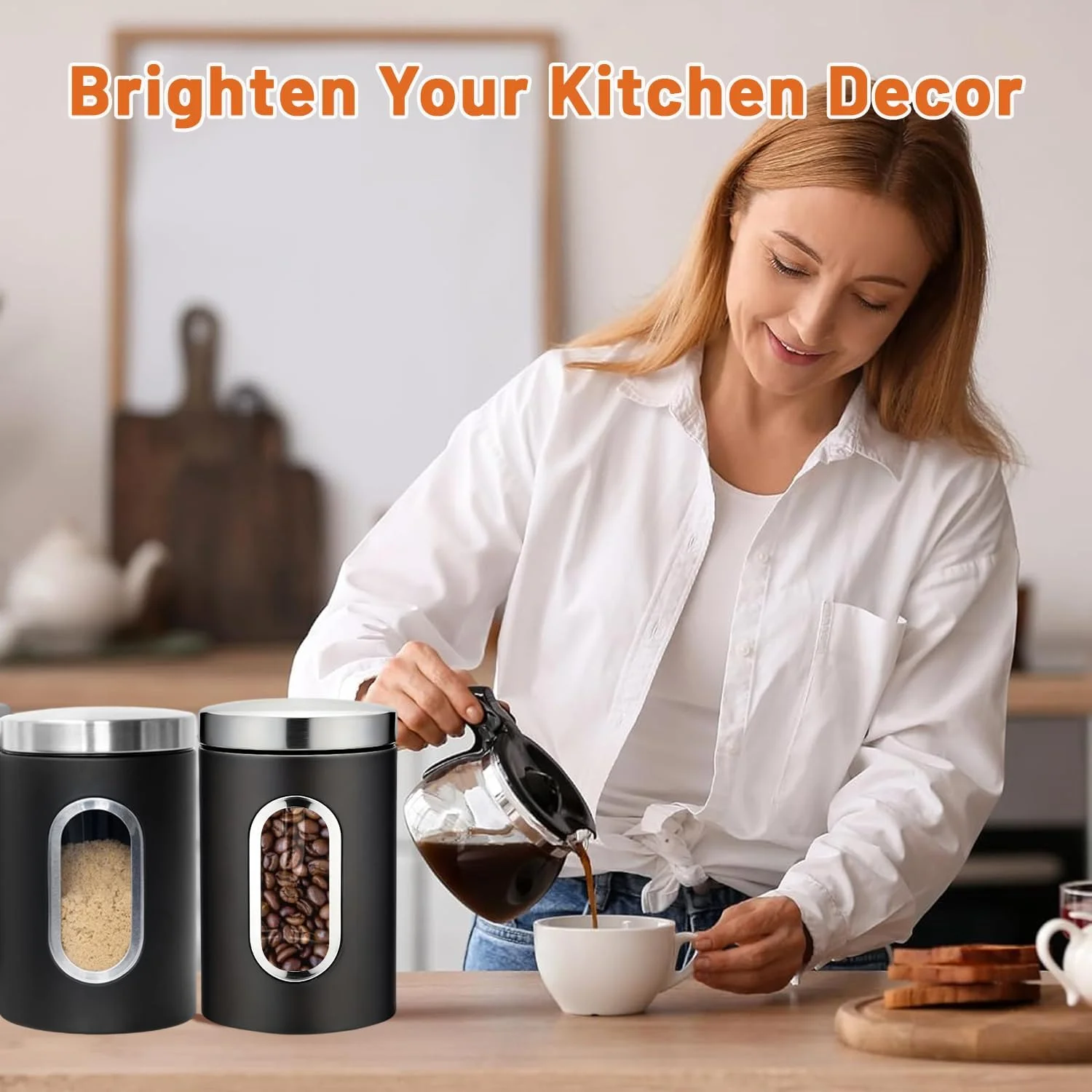 ست قوطی های چای، قهوه و شکر LENND، سازمان دهنده های آشپزخانه و نگهداری مواد غذایی، ظروف پنجره ای شفاف برای مواد غذایی آشپزخانه، ظروف نگهداری شکر، دانه های قهوه، چای، آب نبات، غلات، ادویه جات ست قوطی های چای، قهوه و شکر LENND، سازمان دهنده های آشپزخانه و نگهداری مواد غذایی، ظروف پنجره ای شفاف برای مواد غذایی آشپزخانه، ظروف نگهداری شکر، دانه های قهوه، چای، آب نبات، غلات، ادویه جات