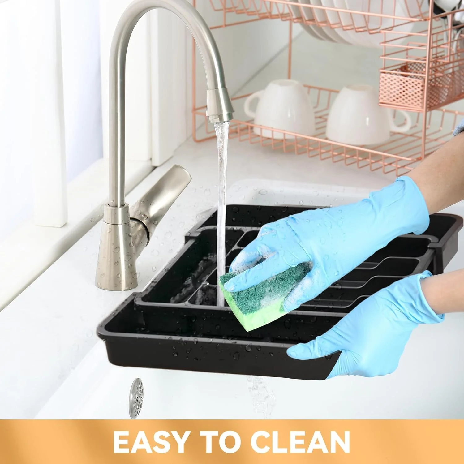 LBOYLOVE® ارگانایزر کشو آشپزخانه قابل گسترش، ارگانایزر بزرگ کشو نقره ای برای آشپزخانه، محفظه پلاستیکی قابل تنظیم برای قاشق چنگال چاقو، نگهدارنده کارد و چنگال، محفظه نگهداری وسایل آشپزی LBOYLOVE® ارگانایزر کشو آشپزخانه قابل گسترش، ارگانایزر بزرگ کشو نقره ای برای آشپزخانه، محفظه پلاستیکی قابل تنظیم برای قاشق چنگال چاقو، نگهدارنده کارد و چنگال، محفظه نگهداری وسایل آشپزی