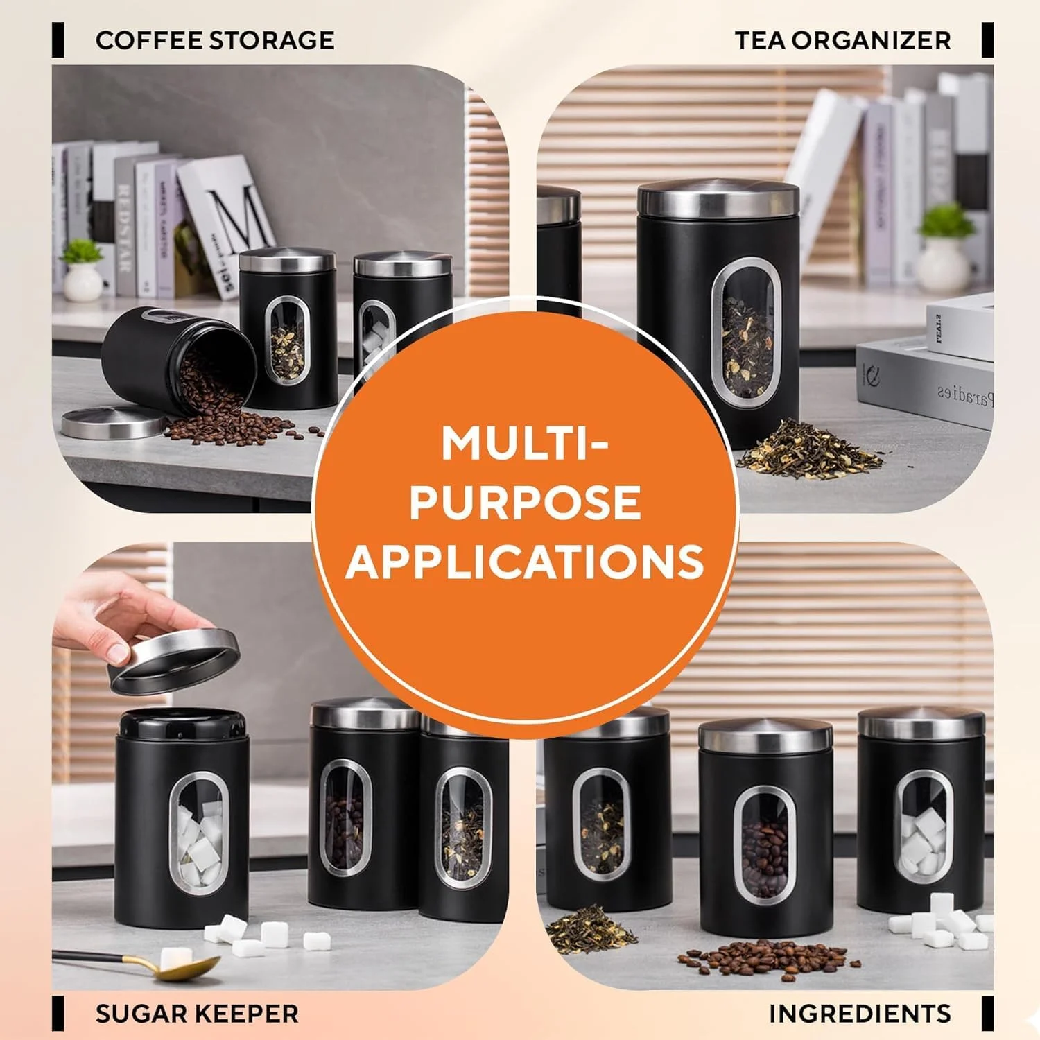 ست قوطی های چای، قهوه و شکر LENND، سازمان دهنده های آشپزخانه و نگهداری مواد غذایی، ظروف پنجره ای شفاف برای مواد غذایی آشپزخانه، ظروف نگهداری شکر، دانه های قهوه، چای، آب نبات، غلات، ادویه جات ست قوطی های چای، قهوه و شکر LENND، سازمان دهنده های آشپزخانه و نگهداری مواد غذایی، ظروف پنجره ای شفاف برای مواد غذایی آشپزخانه، ظروف نگهداری شکر، دانه های قهوه، چای، آب نبات، غلات، ادویه جات