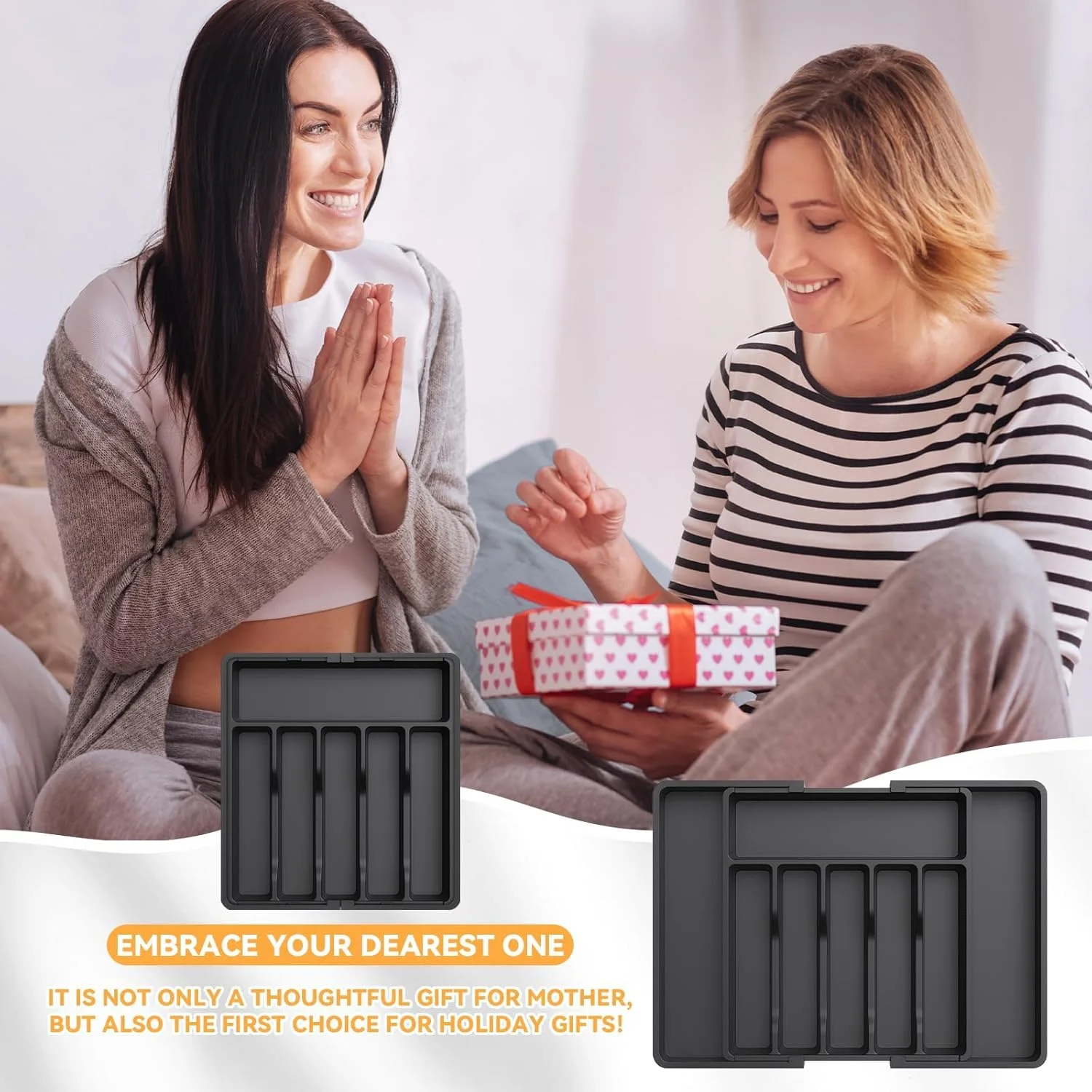 LBOYLOVE® ارگانایزر کشو آشپزخانه قابل گسترش، ارگانایزر بزرگ کشو نقره ای برای آشپزخانه، محفظه پلاستیکی قابل تنظیم برای قاشق چنگال چاقو، نگهدارنده کارد و چنگال، محفظه نگهداری وسایل آشپزی LBOYLOVE® ارگانایزر کشو آشپزخانه قابل گسترش، ارگانایزر بزرگ کشو نقره ای برای آشپزخانه، محفظه پلاستیکی قابل تنظیم برای قاشق چنگال چاقو، نگهدارنده کارد و چنگال، محفظه نگهداری وسایل آشپزی