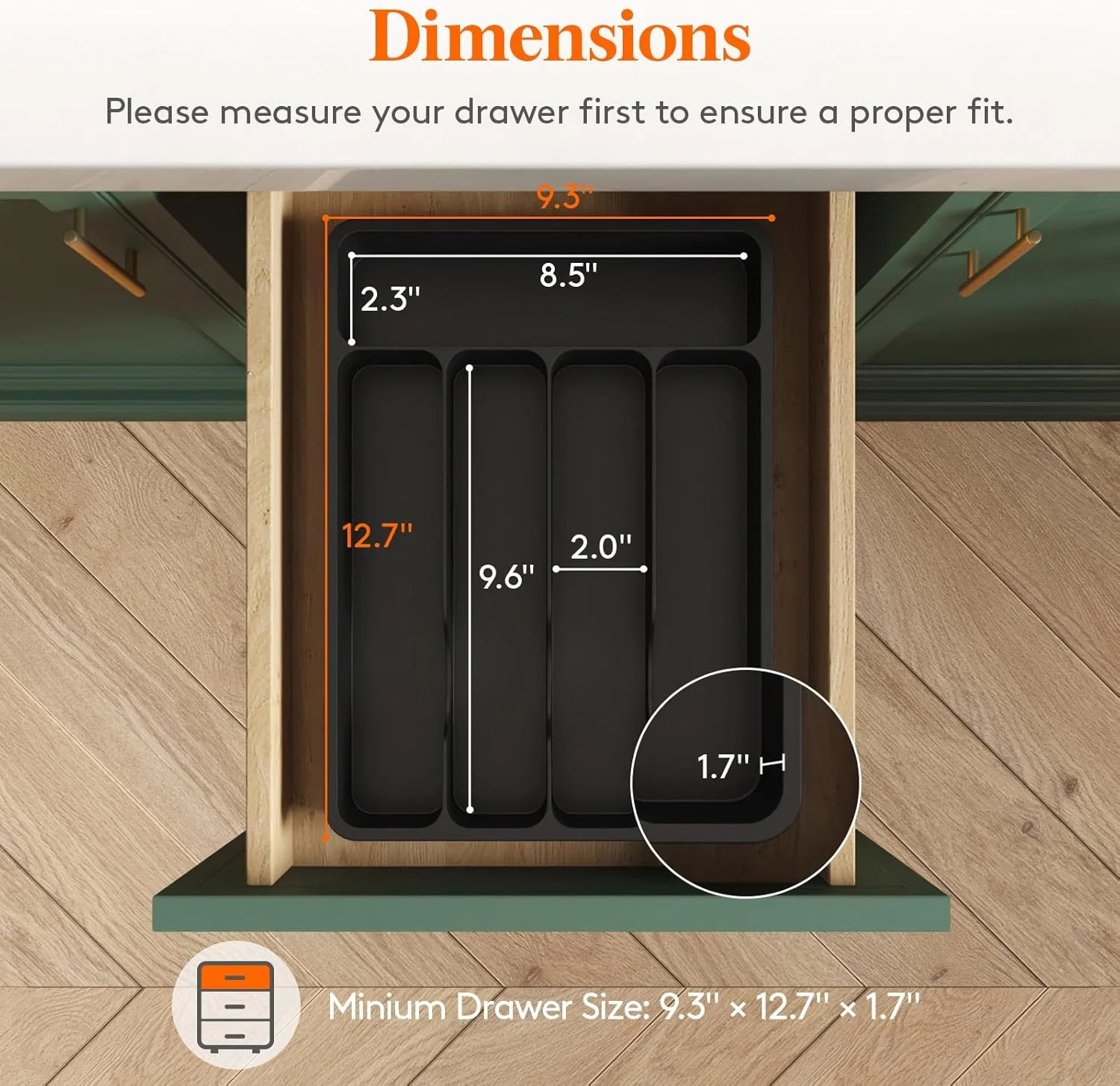 جا قاشقی درب دار Lifewit، سینی پوشیده برای کشو و روی کابینت آشپزخانه، جعبه نگهداری قاشق، چنگال و چاقو، 5 محفظه، مشکی جا قاشقی درب دار Lifewit، سینی پوشیده برای کشو و روی کابینت آشپزخانه، جعبه نگهداری قاشق، چنگال و چاقو، 5 محفظه، مشکی