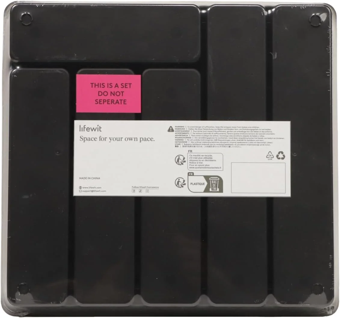 جا قاشقی درب دار Lifewit، سینی پوشیده برای کشو و روی کابینت آشپزخانه، جعبه پلاستیکی نگهداری کارد و چنگال و قاشق، دارای 6 محفظه، مشکی جا قاشقی درب دار Lifewit، سینی پوشیده برای کشو و روی کابینت آشپزخانه، جعبه پلاستیکی نگهداری کارد و چنگال و قاشق، دارای 6 محفظه، مشکی