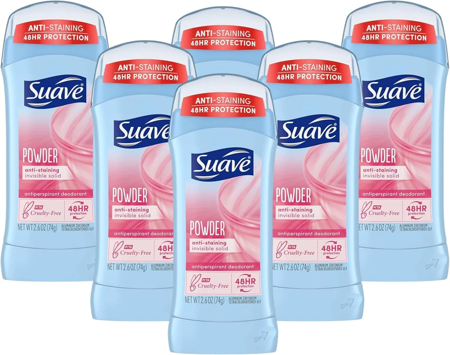 ضد تعریق و دئودورانت جامد نامرئی پودری Suave با محافظت 24 ساعته، 74 گرم (بسته 6 عددی) ضد تعریق و دئودورانت جامد نامرئی پودری Suave با محافظت 24 ساعته، 74 گرم (بسته 6 عددی)