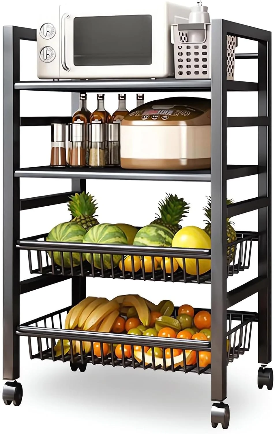 قفسه های ذخیره سازی آشپزخانه OYDAS با 4 طبقه، ذخیره سازی فولاد ضد زنگ با چرخ برای قفسه های انبار ذخیره سازی، قفسه متحرک چند منظوره ذخیره سازی، قفسه های سازمان دهنده ذخیره سازی قفسه ایستاده