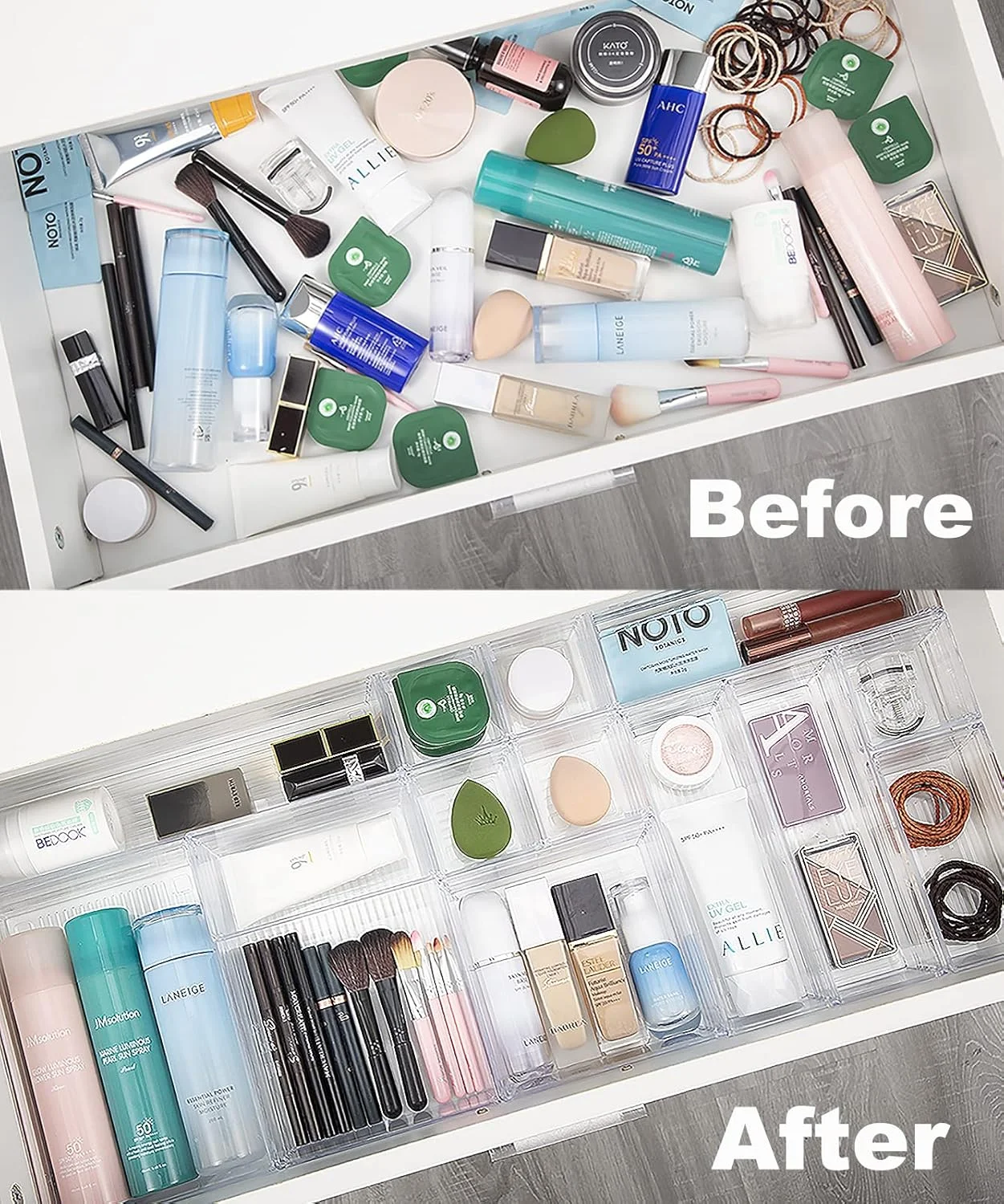 ارگانایزر کشو پلاستیکی شفاف Kutesna، 14 تکه، سینی تقسیم کننده ارگانایزر بزرگ در 4 سایز برای آشپزخانه، حمام، لوازم آرایش ارگانایزر کشو پلاستیکی شفاف Kutesna، 14 تکه، سینی تقسیم کننده ارگانایزر بزرگ در 4 سایز برای آشپزخانه، حمام، لوازم آرایش