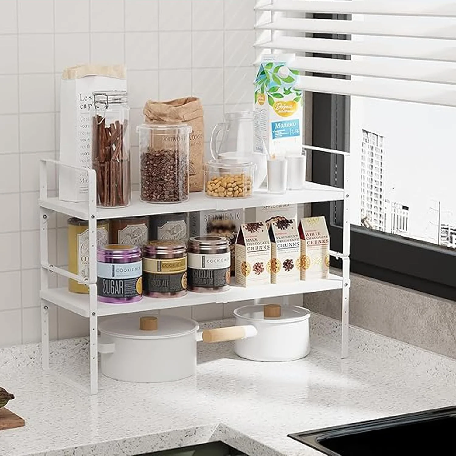 قفسه ارگانایزر کابینت قابل گسترش KUKUMAJI از 35 تا 65 سانتی متر، قفسه ارگانایزر کابینت آشپزخانه، ارگانایزر قابل تنظیم برای کابینت آشپزخانه، قفسه زیر سینک قفسه ارگانایزر کابینت قابل گسترش KUKUMAJI از 35 تا 65 سانتی متر، قفسه ارگانایزر کابینت آشپزخانه، ارگانایزر قابل تنظیم برای کابینت آشپزخانه، قفسه زیر سینک