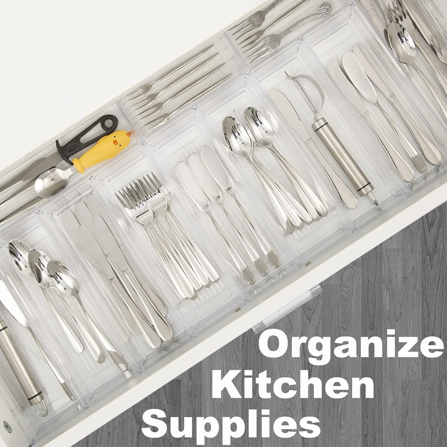 ارگانایزر کشو پلاستیکی شفاف Kutesna، 14 تکه، سینی تقسیم کننده ارگانایزر بزرگ در 4 سایز برای آشپزخانه، حمام، لوازم آرایش ارگانایزر کشو پلاستیکی شفاف Kutesna، 14 تکه، سینی تقسیم کننده ارگانایزر بزرگ در 4 سایز برای آشپزخانه، حمام، لوازم آرایش