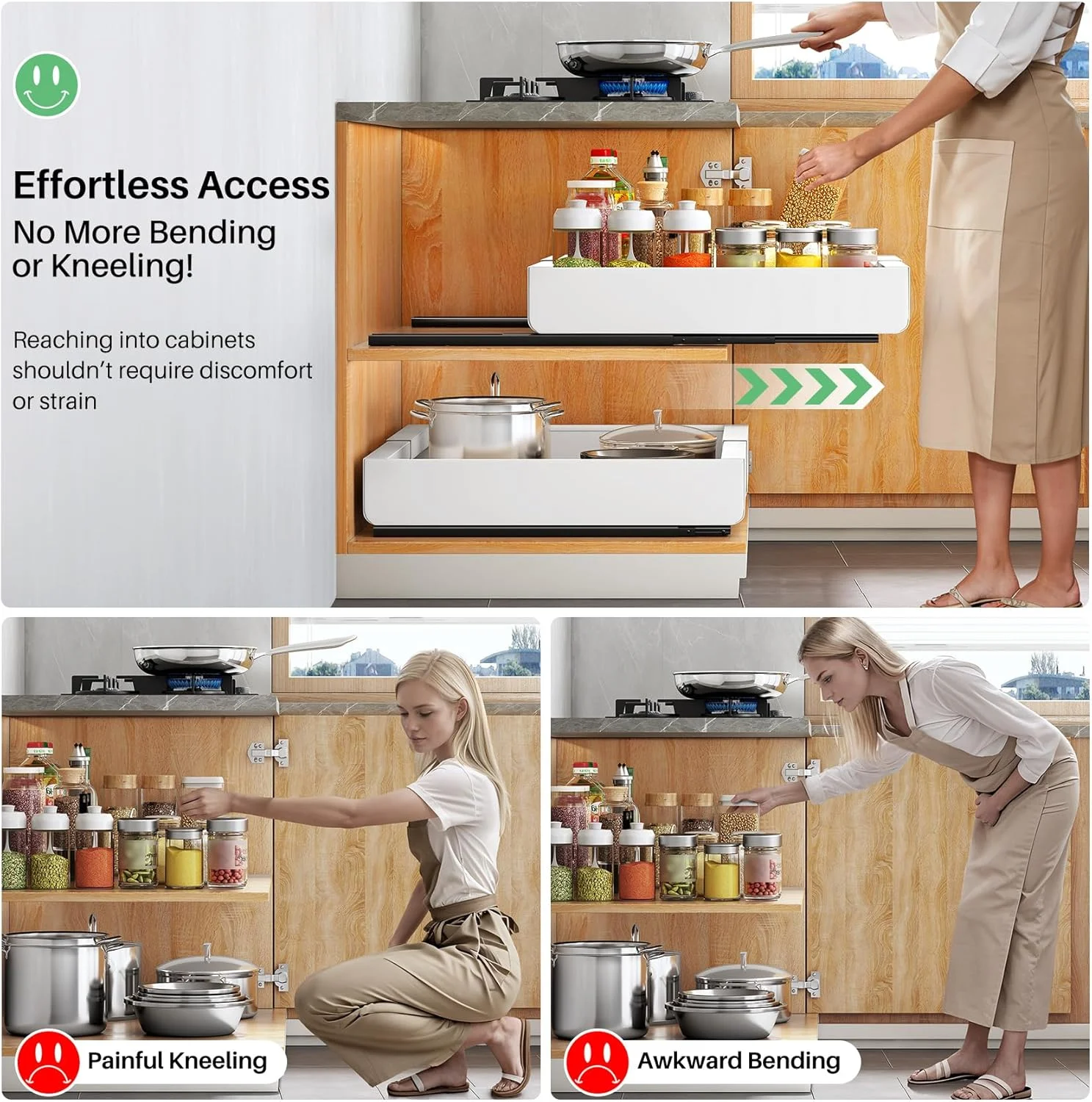 سازمان دهنده کابینت کشویی قابل گسترش Kitstorack با فیلم نانو چسبی - برای نگهداری در آشپزخانه، انبار، حمام