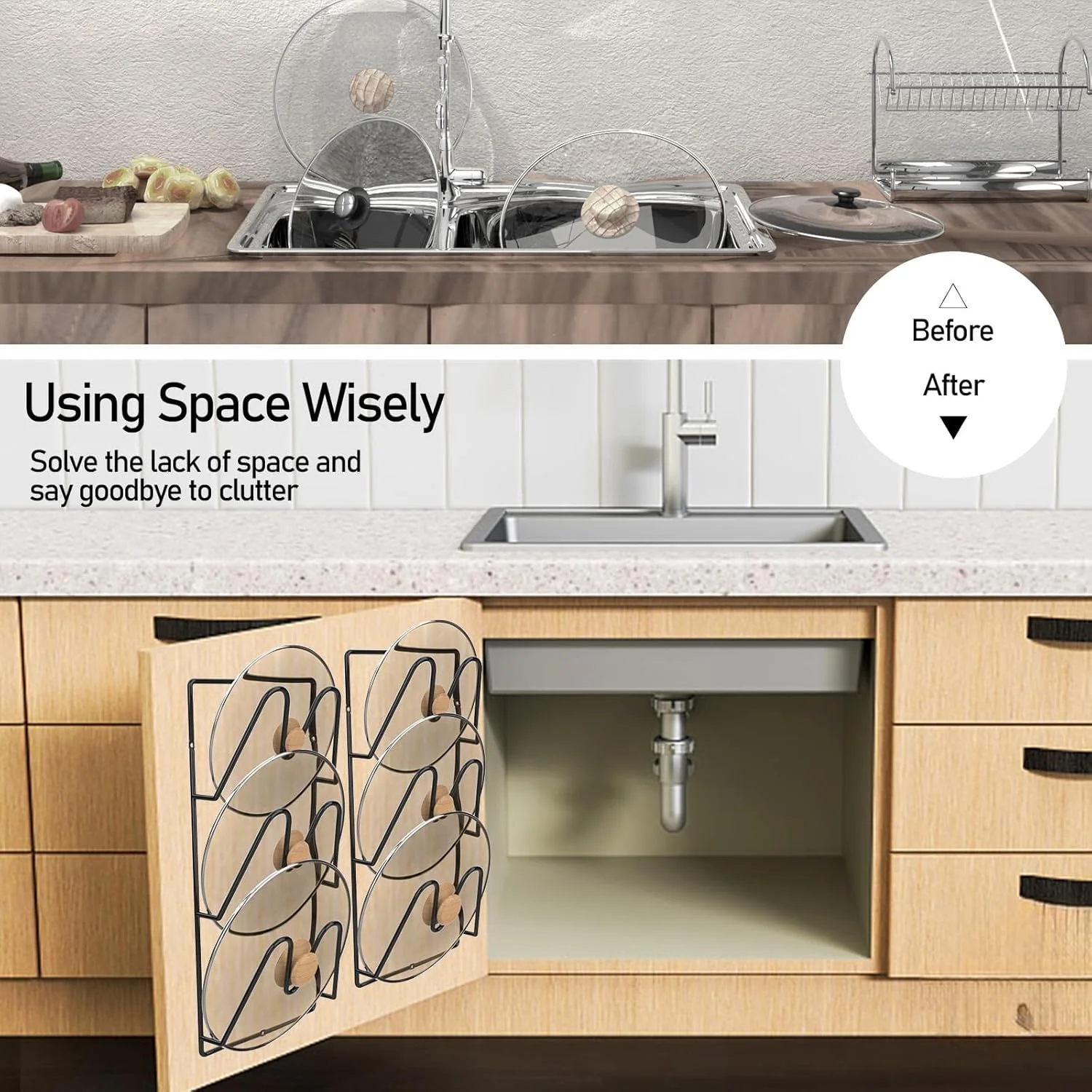 ارگانایزر درب قابلمه KOWVOWZ، بسته 2 عددی، ارگانایزر 6 طبقه درب قابلمه و تابه برای کابینت یا دیوار/درب، نصب چسبی بدون نیاز به سوراخکاری، راه حل صرفه جویی در فضا ارگانایزر درب قابلمه KOWVOWZ، بسته 2 عددی، ارگانایزر 6 طبقه درب قابلمه و تابه برای کابینت یا دیوار/درب، نصب چسبی بدون نیاز به سوراخکاری، راه حل صرفه جویی در فضا