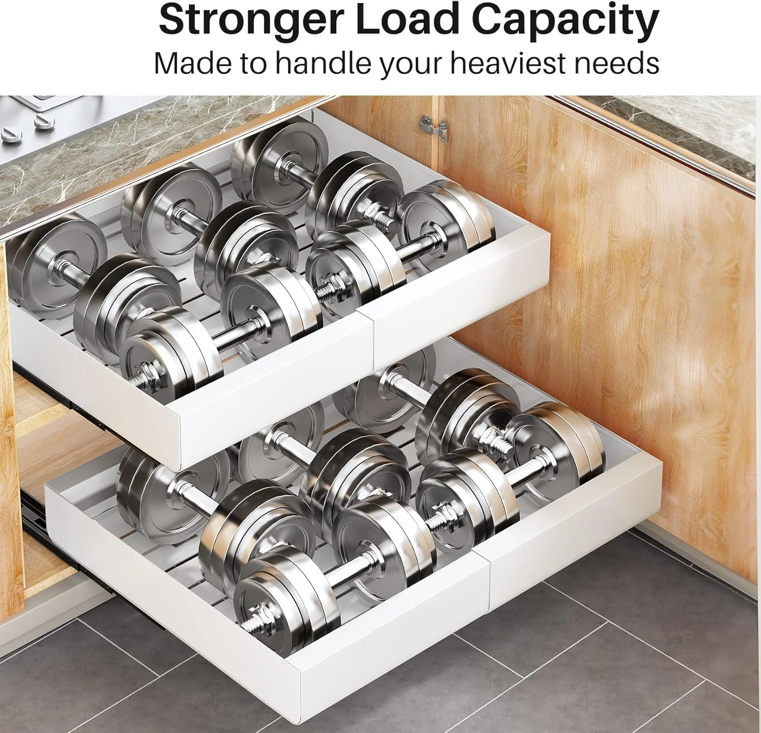 سازمان دهنده کابینت کشویی قابل گسترش Kitstorack با فیلم نانو چسبی - برای نگهداری در آشپزخانه، انبار، حمام