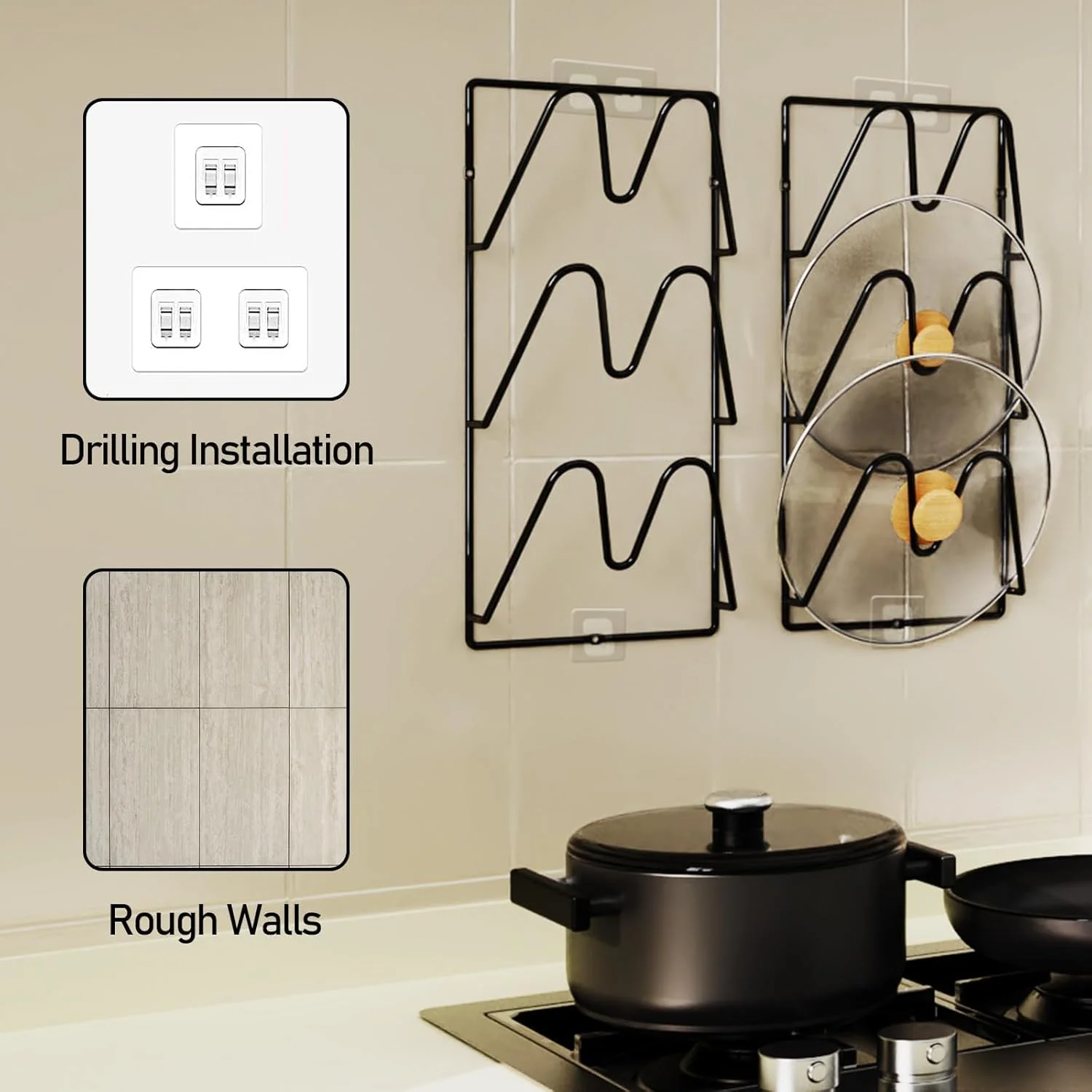 ارگانایزر درب قابلمه KOWVOWZ، بسته 2 عددی، ارگانایزر 6 طبقه درب قابلمه و تابه برای کابینت یا دیوار/درب، نصب چسبی بدون نیاز به سوراخکاری، راه حل صرفه جویی در فضا ارگانایزر درب قابلمه KOWVOWZ، بسته 2 عددی، ارگانایزر 6 طبقه درب قابلمه و تابه برای کابینت یا دیوار/درب، نصب چسبی بدون نیاز به سوراخکاری، راه حل صرفه جویی در فضا