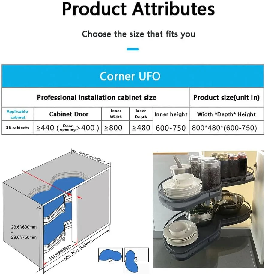قفسه ذخیره سازی کابینت آشپزخانه، سبد گردان دو طبقه برای گوشه های کور، سبد استیل دو طبقه برای ظروف، سبد خاکستری - چپ قفسه ذخیره سازی کابینت آشپزخانه، سبد گردان دو طبقه برای گوشه های کور، سبد استیل دو طبقه برای ظروف، سبد خاکستری - چپ