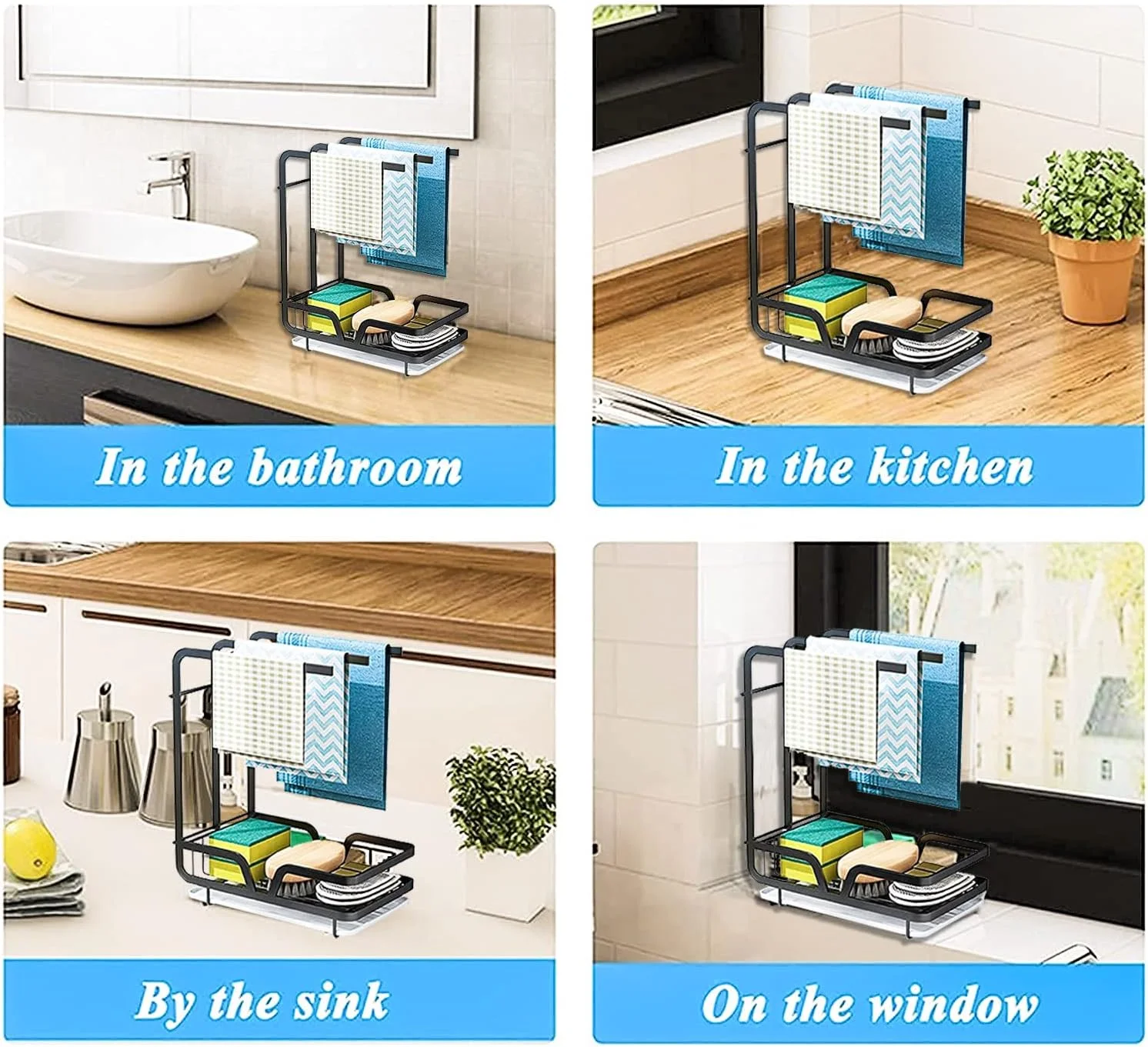 جا اسکاچی و نگهدارنده دستمال آشپزخانه Tapit، استند دستمال آشپزخانه، جا برس اسکاچ، جا صابونی، قفسه دستمال آشپزخانه، سازمان دهنده سینک برای روی میز آشپزخانه (مشکی) جا اسکاچی و نگهدارنده دستمال آشپزخانه Tapit، استند دستمال آشپزخانه، جا برس اسکاچ، جا صابونی، قفسه دستمال آشپزخانه، سازمان دهنده سینک برای روی میز آشپزخانه (مشکی)