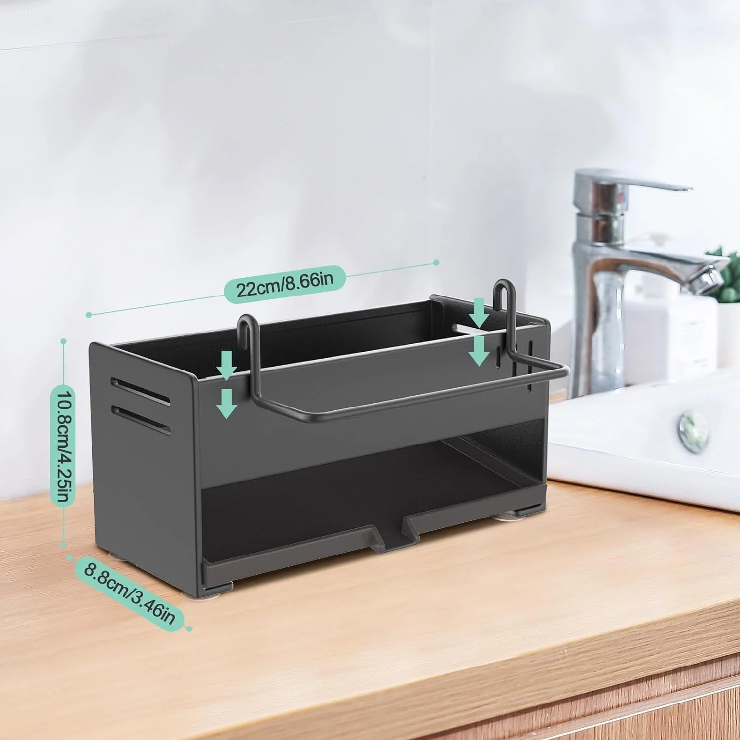 ارگانایزر سینک ظرفشویی با سینی تخلیه، نگهدارنده اسفنج فولاد کربنی و قفسه پارچه ظرفشویی، آبچکان سینک ضد زنگ برای پیشخوان آشپزخانه و نگهداری سینک ارگانایزر سینک ظرفشویی با سینی تخلیه، نگهدارنده اسفنج فولاد کربنی و قفسه پارچه ظرفشویی، آبچکان سینک ضد زنگ برای پیشخوان آشپزخانه و نگهداری سینک