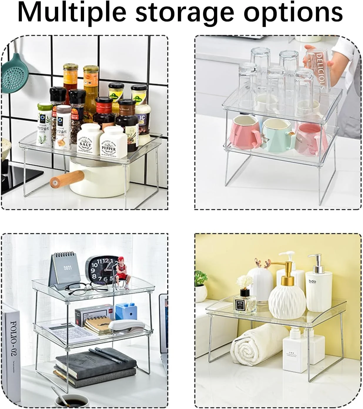 نگهدارنده کابینت آشپزخانه، قفسه آشپزخانه قابل انباشت، استند لیوان رومیزی دو طبقه شفاف برای حمام، نگهدارنده ادویه صرفه جویی در فضا برای انبار (دو طبقه) نگهدارنده کابینت آشپزخانه، قفسه آشپزخانه قابل انباشت، استند لیوان رومیزی دو طبقه شفاف برای حمام، نگهدارنده ادویه صرفه جویی در فضا برای انبار (دو طبقه)