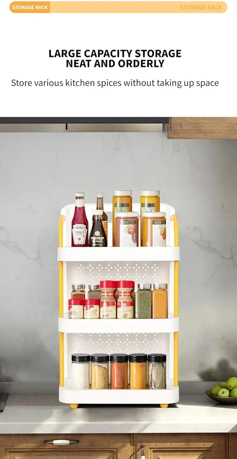 قفسه نظم دهنده آشپزخانه 3 طبقه برای نگهداری ادویه جات، نوشیدنی ها و چاشنی ها، دارای جا لیوانی پلاستیکی با سینی - صرفه جویی در فضا قفسه نظم دهنده آشپزخانه 3 طبقه برای نگهداری ادویه جات، نوشیدنی ها و چاشنی ها، دارای جا لیوانی پلاستیکی با سینی - صرفه جویی در فضا