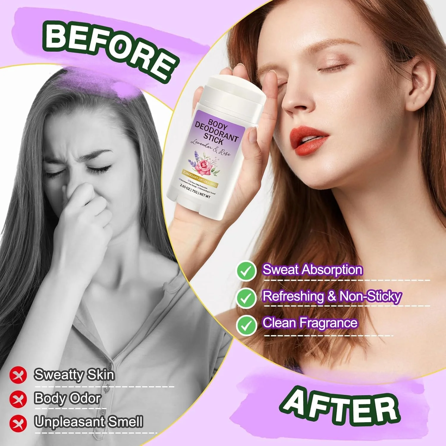 Azonee Body Deodorant Stick, Smooth Solid Stick, 72 Hour Odor Protection, Aluminum-Free, Baking Soda Free & Skin Safe, Long - Lasting Fragrance, Natural Deodorant for Women and Men (Lavender & Rose) Azonee Body Deodorant Stick, Smooth Solid Stick, 72 Hour Odor Protection, Aluminum-Free, Baking Soda Free & Skin Safe, Long - Lasting Fragrance, Natural Deodorant for Women and Men (Lavender & Rose)