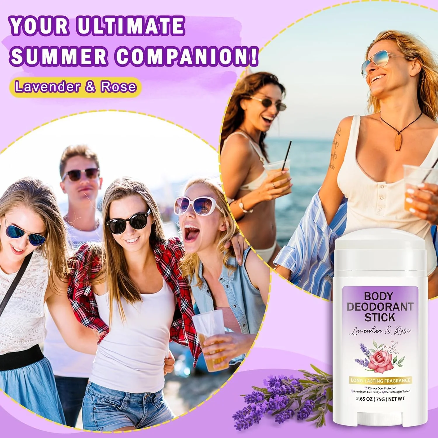 Azonee Body Deodorant Stick, Smooth Solid Stick, 72 Hour Odor Protection, Aluminum-Free, Baking Soda Free & Skin Safe, Long - Lasting Fragrance, Natural Deodorant for Women and Men (Lavender & Rose) Azonee Body Deodorant Stick, Smooth Solid Stick, 72 Hour Odor Protection, Aluminum-Free, Baking Soda Free & Skin Safe, Long - Lasting Fragrance, Natural Deodorant for Women and Men (Lavender & Rose)